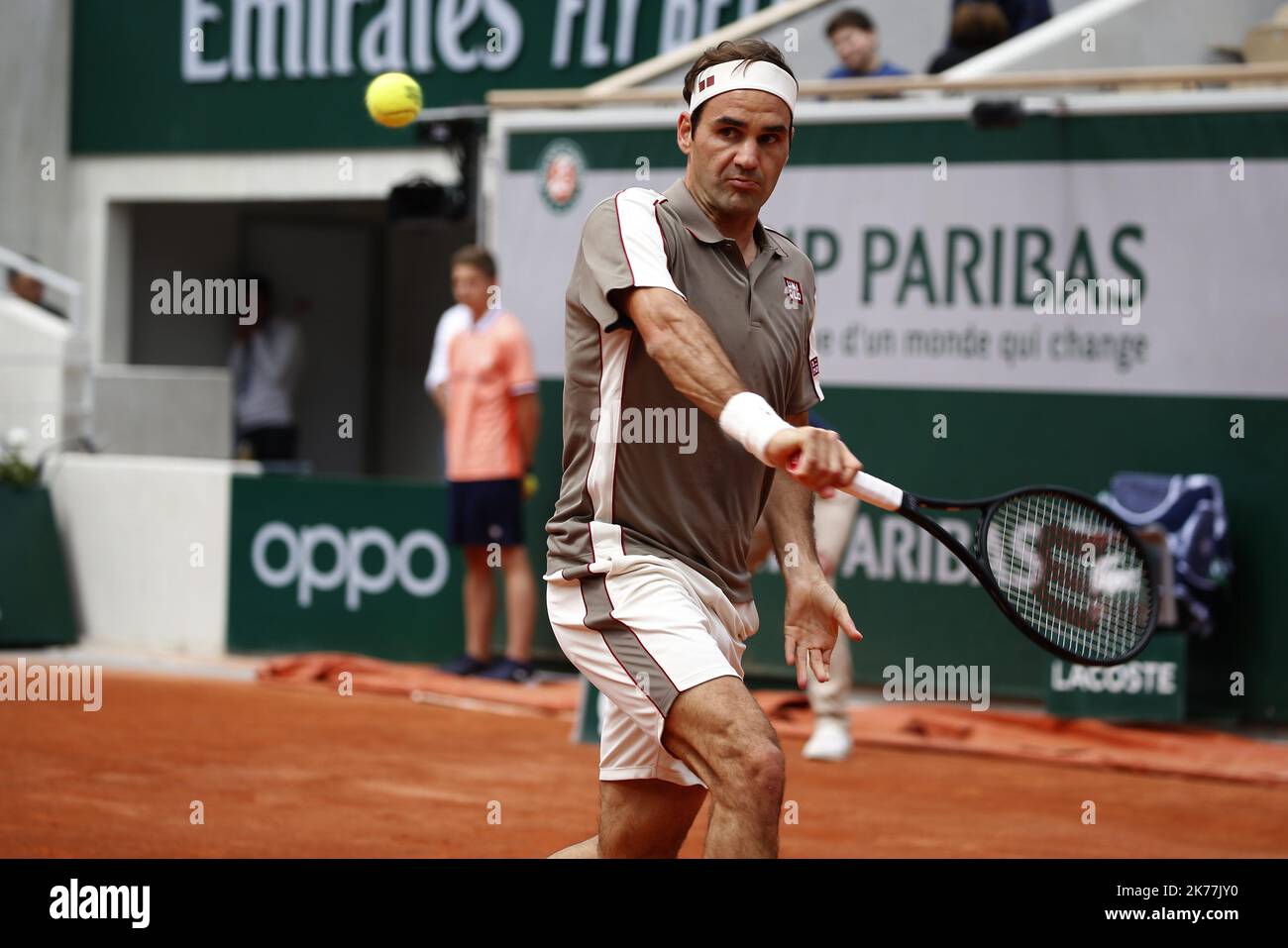 Roland Garros 2019, Internationaux de France de Tennis. Paris le 26 Mai 2019. Lorenzo SONEGO (ITA) vs Roger FERDER (SUI) Stockfoto