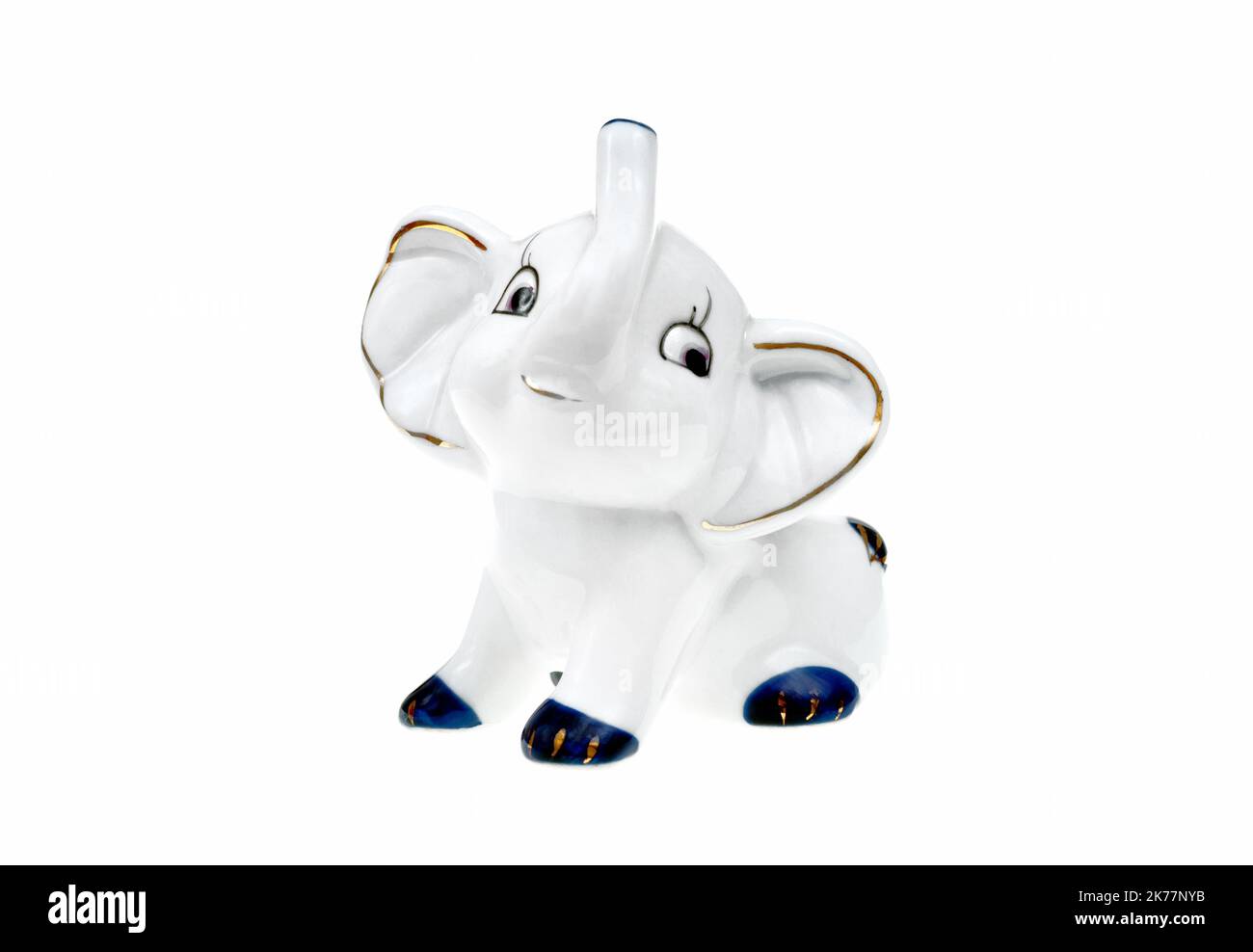 Keramik Elefant auf weißem Hintergrund. Stockfoto