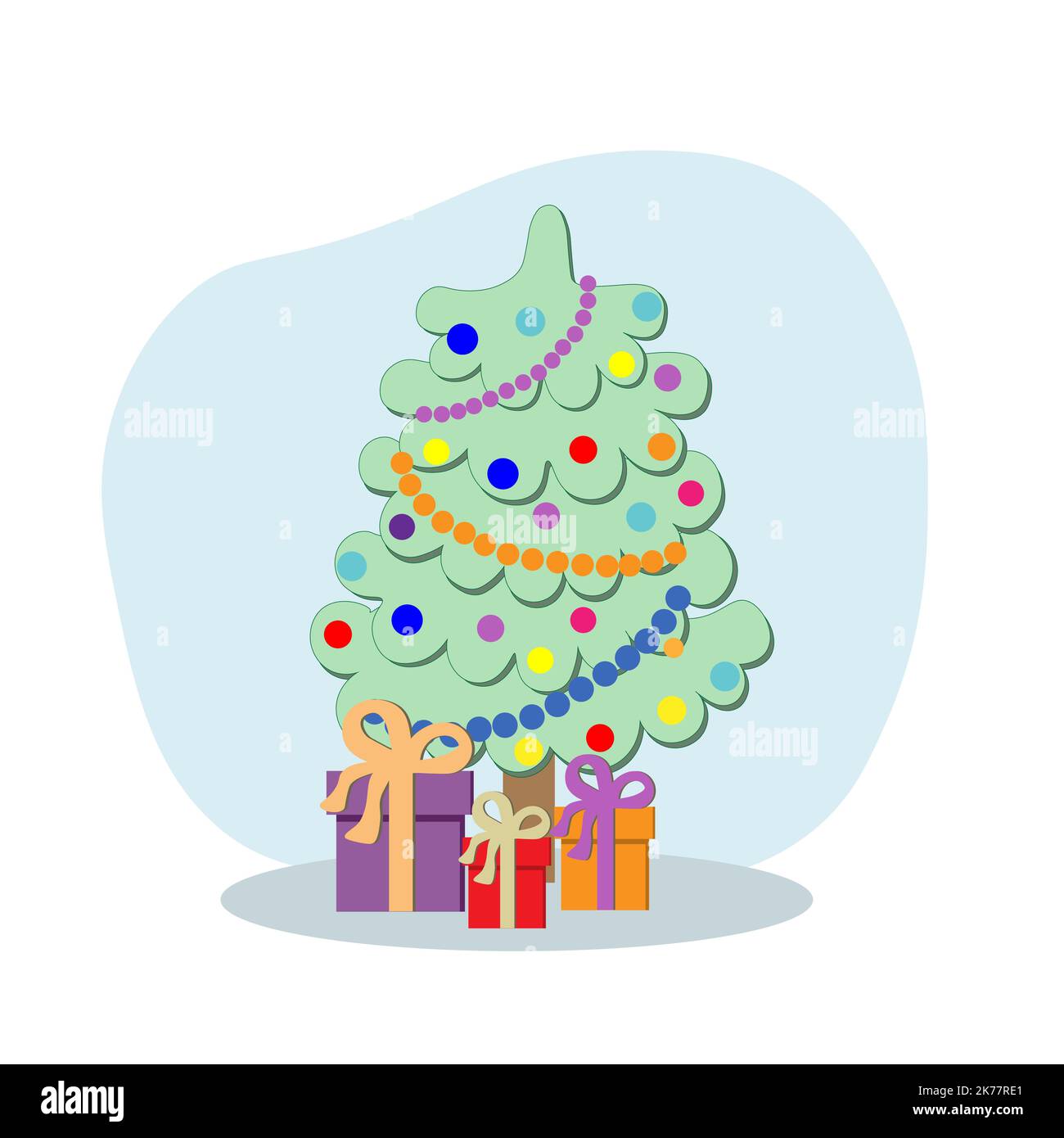 Weihnachtsbaum mit Geschenkschachteln. Stock Vektor