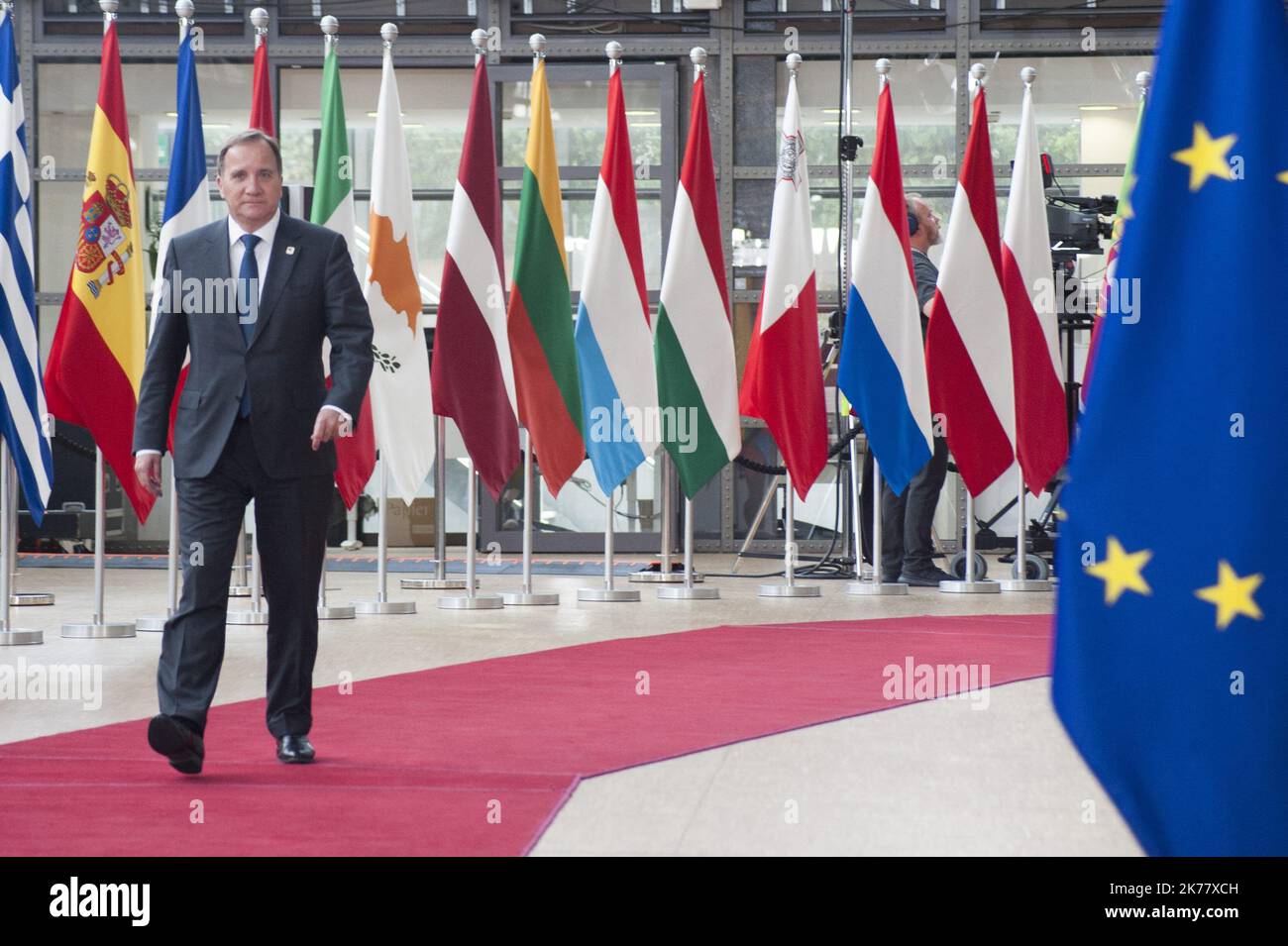 Der schwedische Ministerpräsident Stefan Lofven kommt am 20. Juni 2019 zum Europäischen Gipfel. Stockfoto