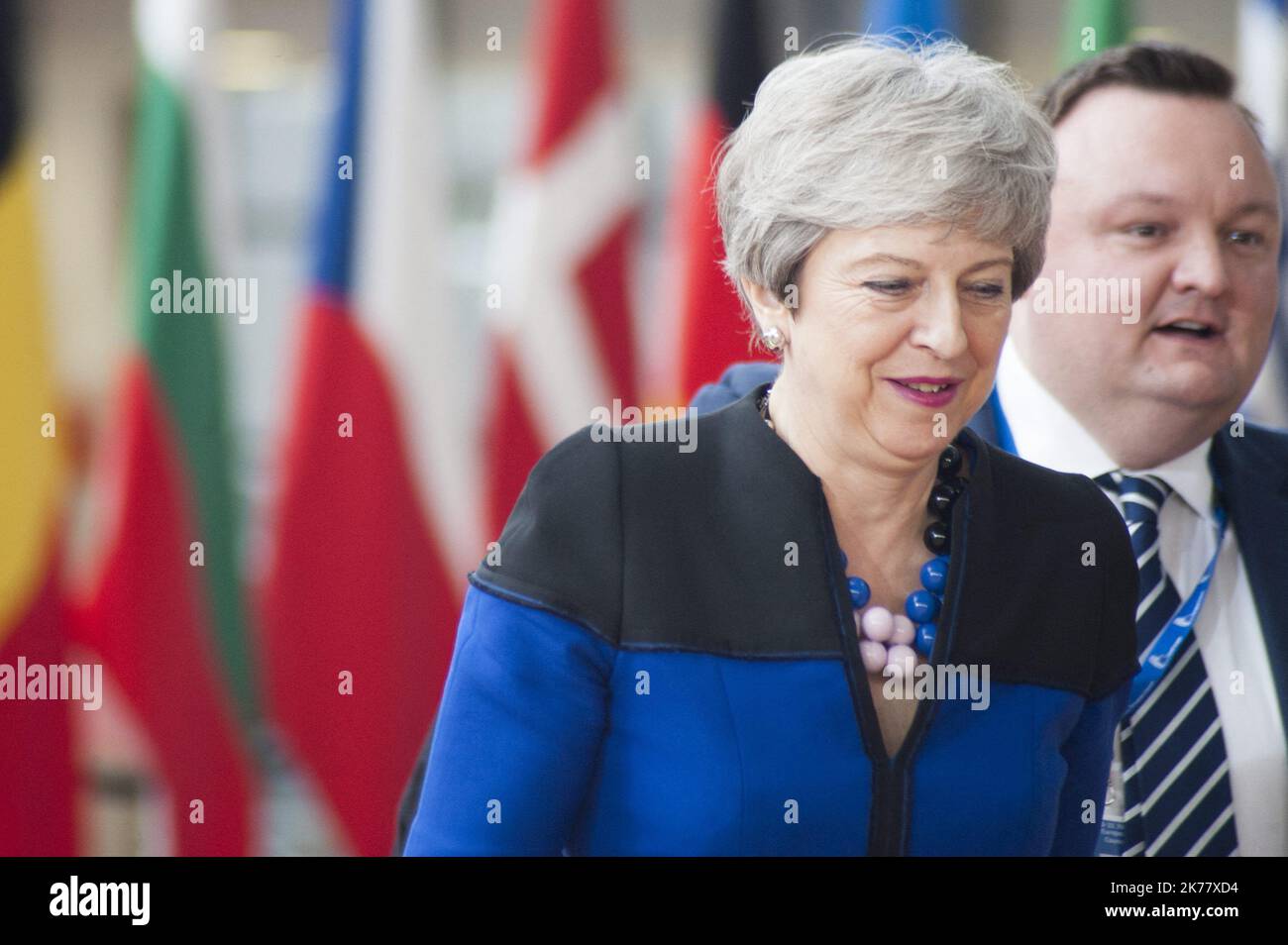 ©Nicolas Landemard / Le Pictorium/MAXPPP - Nicolas Landemard / Le Pictorium - 21/06/2019 - Belgique / Bruxelles / Bruxelles - ARRIVEE de la Premiere minimre britannique Theresa May au sommet europeen du 20 juin 2019 / 21/06/2019 - Belgien / Brüssel / Brüssel - Ankunft der britischen Premierministerin Theresa May auf dem Europäischen Gipfel am 20. Juni 2019 Stockfoto