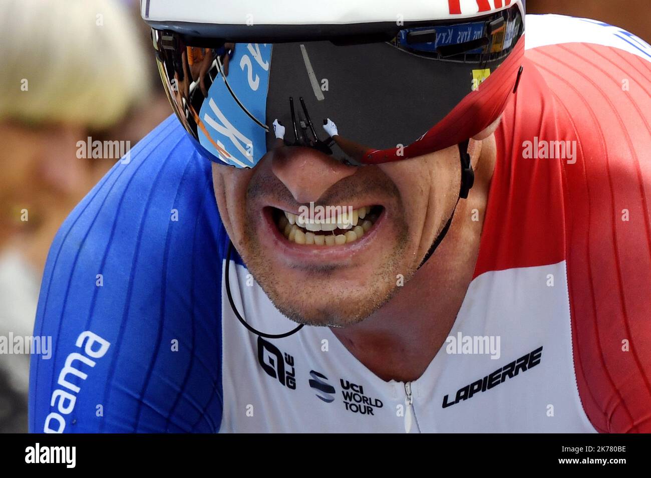 Anthony ROUX vom Groupama-Team FDJ.FOTO Alexandre MARCHI. Zweiter Platz bei der Tour de France 106., 27,6km Mannschaftszeitfahren in Brüssel, Belgien Stockfoto