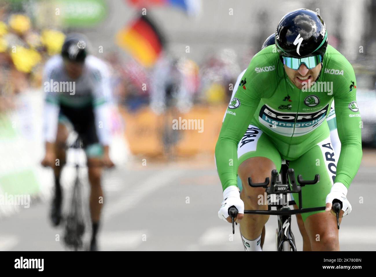 Peter SAGAN vom Bora Hansgrohe.PHOTO Team Alexandre MARCHI. Zweiter Platz bei der Tour de France 106., 27,6km Mannschaftszeitfahren in Brüssel, Belgien Stockfoto