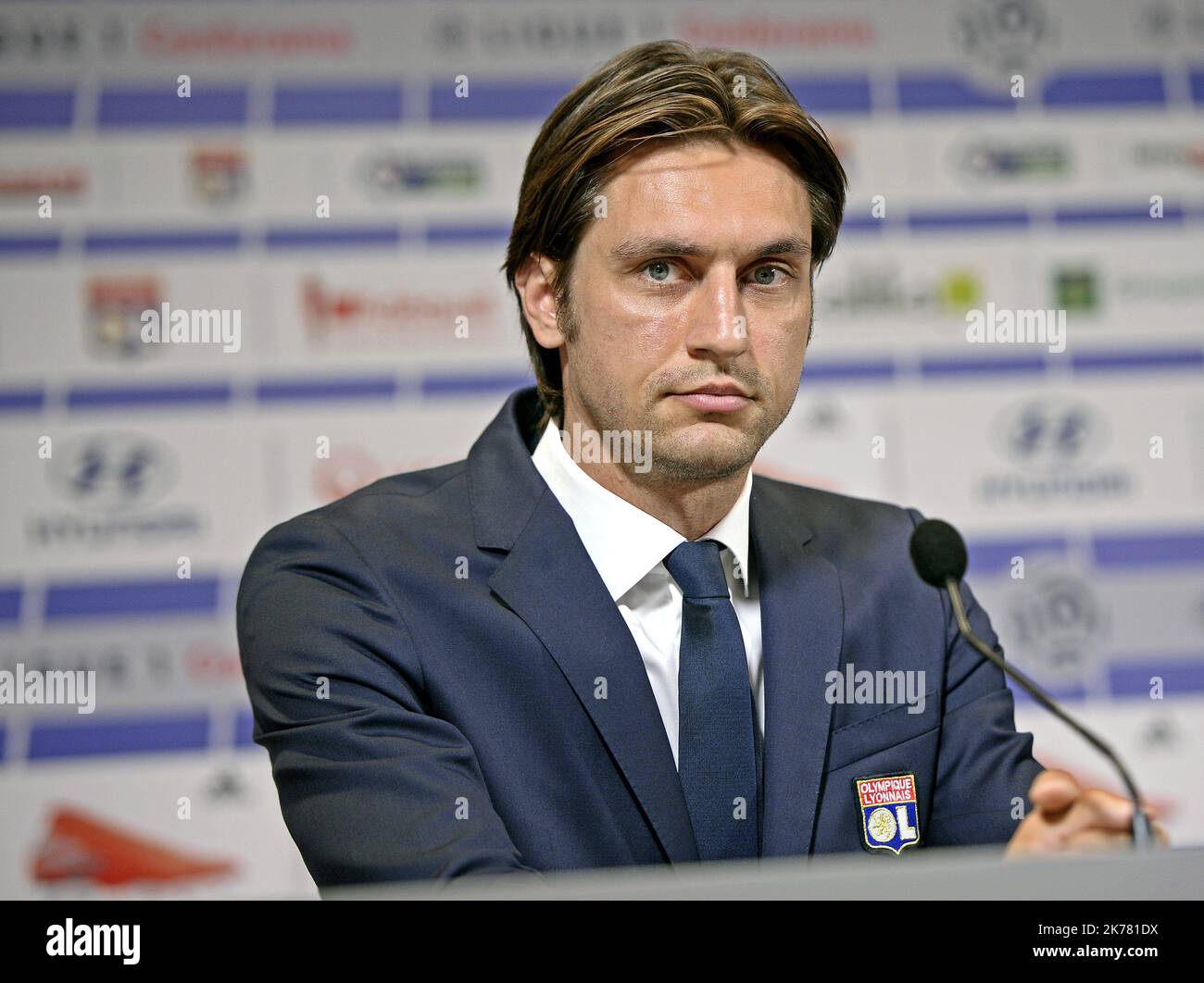 Presentation de CIPRIAN TATARUSANU le 12/07/19 -A Décines au Groupama Training Centre presentation du nouveau joueur de l'OL CIPRIAN TATARUSANU - 2019/07/12. Olympique Lyon - Transfers 19/20 : neue Spieler. Stockfoto