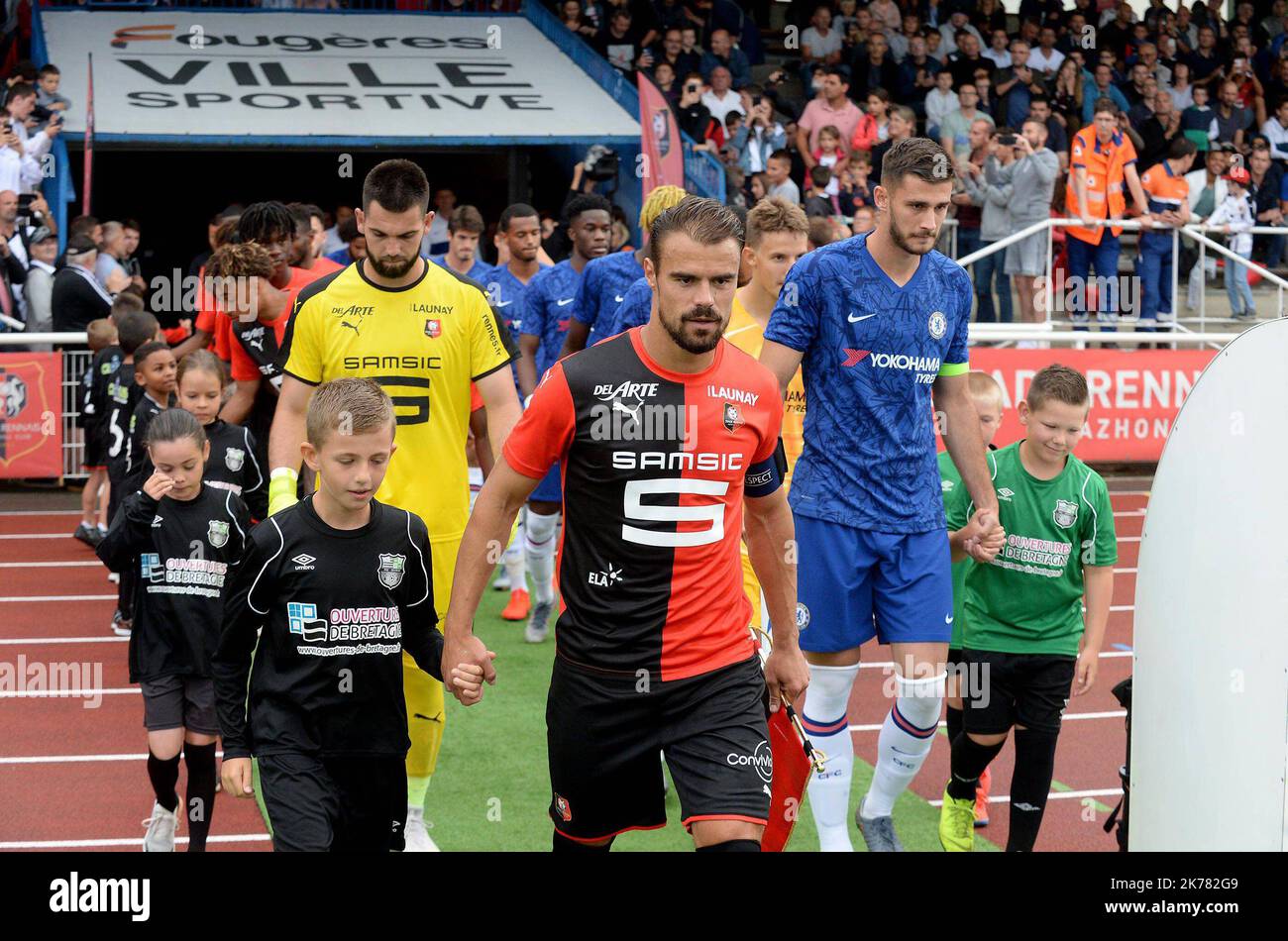 Damien da SILVA Rennes - Chelsea Spiel amical de Football ??? FougËres en Bretagne - 2019/07/17. Chelsea Fußballclub Freundschaftsspiel in der Bretagne. Stockfoto