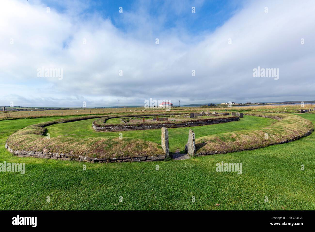 Neolithische Barnhouse-Siedlung, Loch of Harray, Orkney Mainland, Schottland, Großbritannien Stockfoto