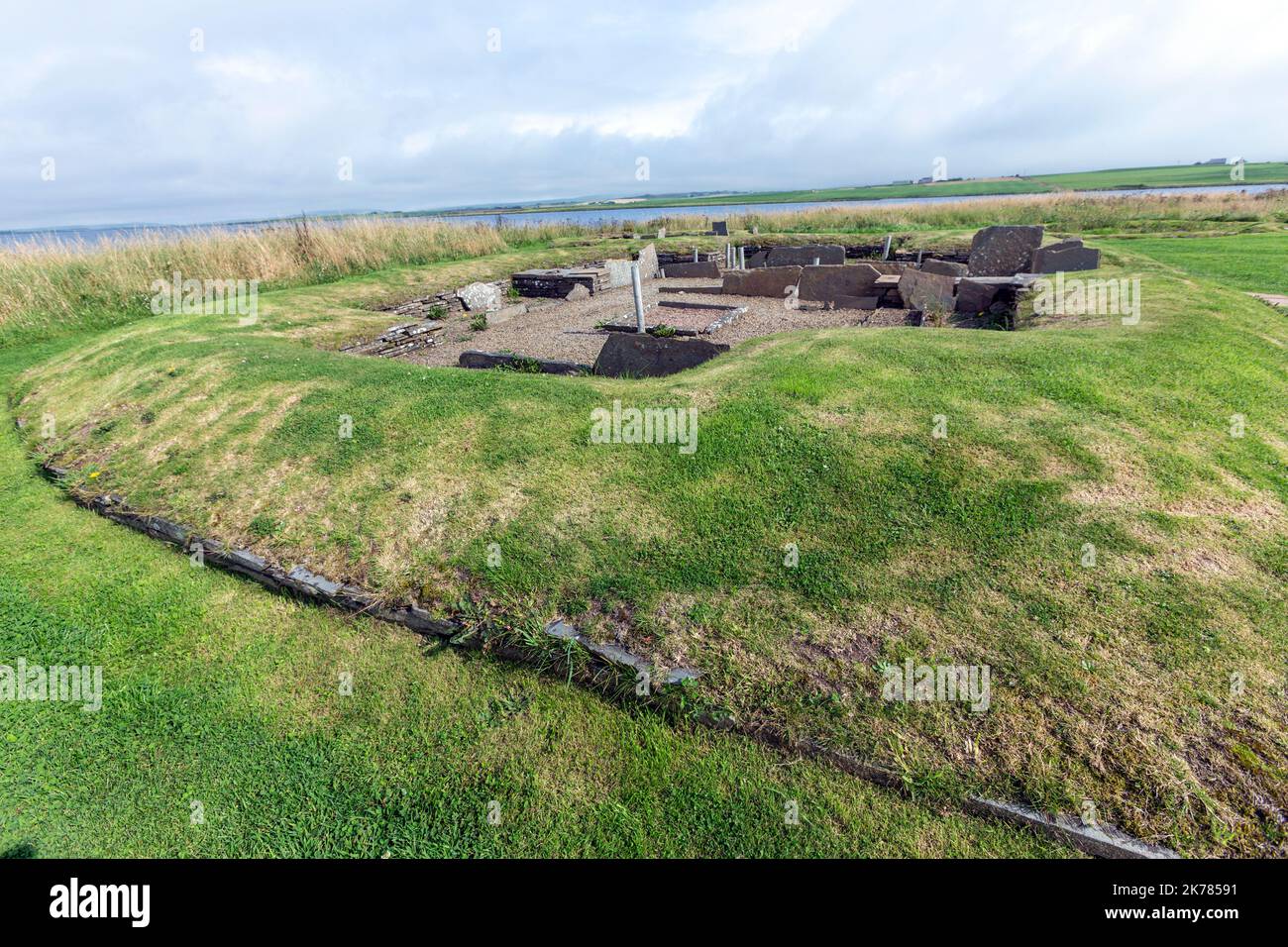 Neolithische Barnhouse-Siedlung, Loch of Harray, Orkney Mainland, Schottland, Großbritannien Stockfoto