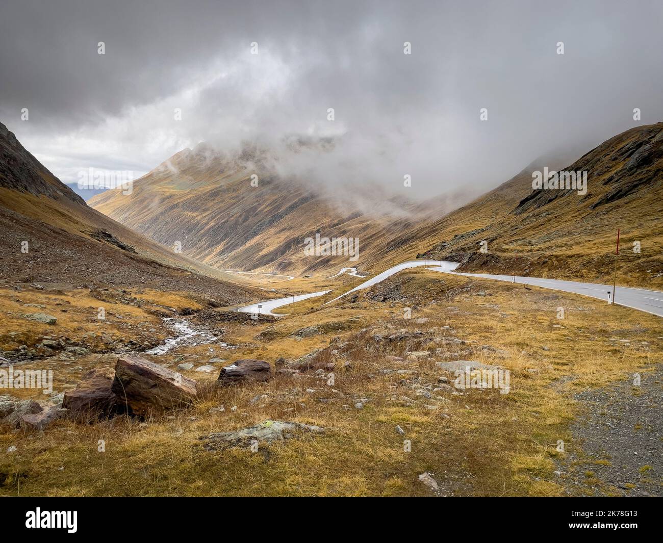 Schöne Fahrt über den Hochpass Timmelsjoch Stockfoto