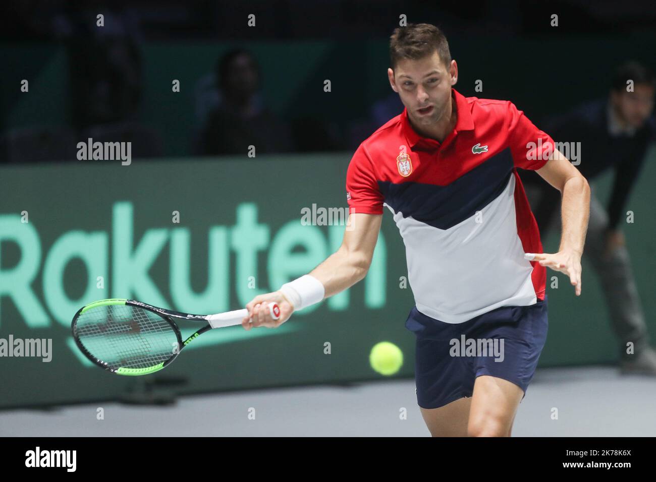 Russie Filip Krajinovic in Serbien während des Davis Cup 2019, Tennis Madrid Finals 2019 vom 18. Bis 24. November 2019 in Caja Magica in Madrid, Spanien Stockfoto