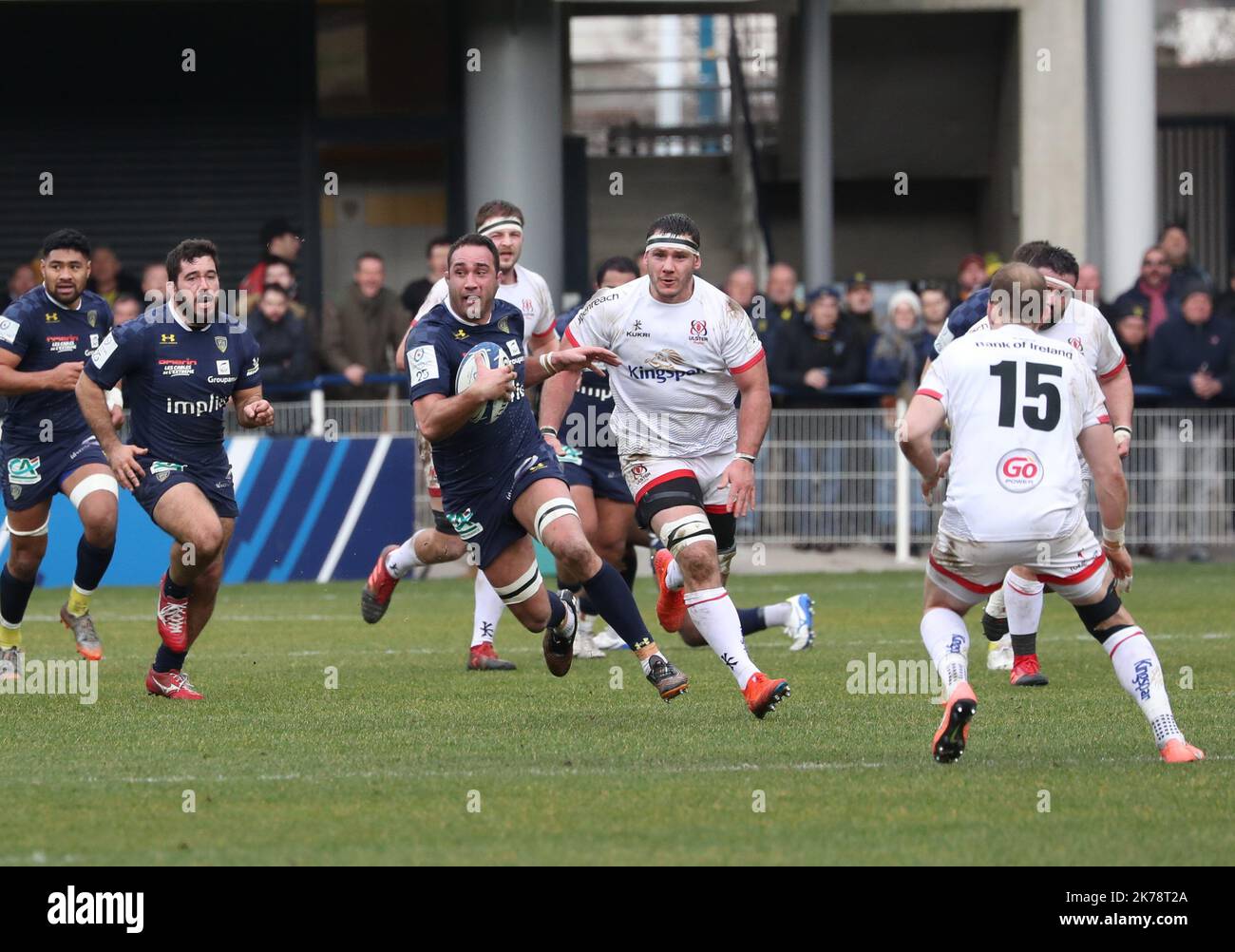 Rugby CHAMPIONS CUP – ASM Clermont Auvergne gegen Ulster Rugby. Am 11. Januar 2020. Stade Marcel Michelin, Clermont-Ferrand (63). Stockfoto