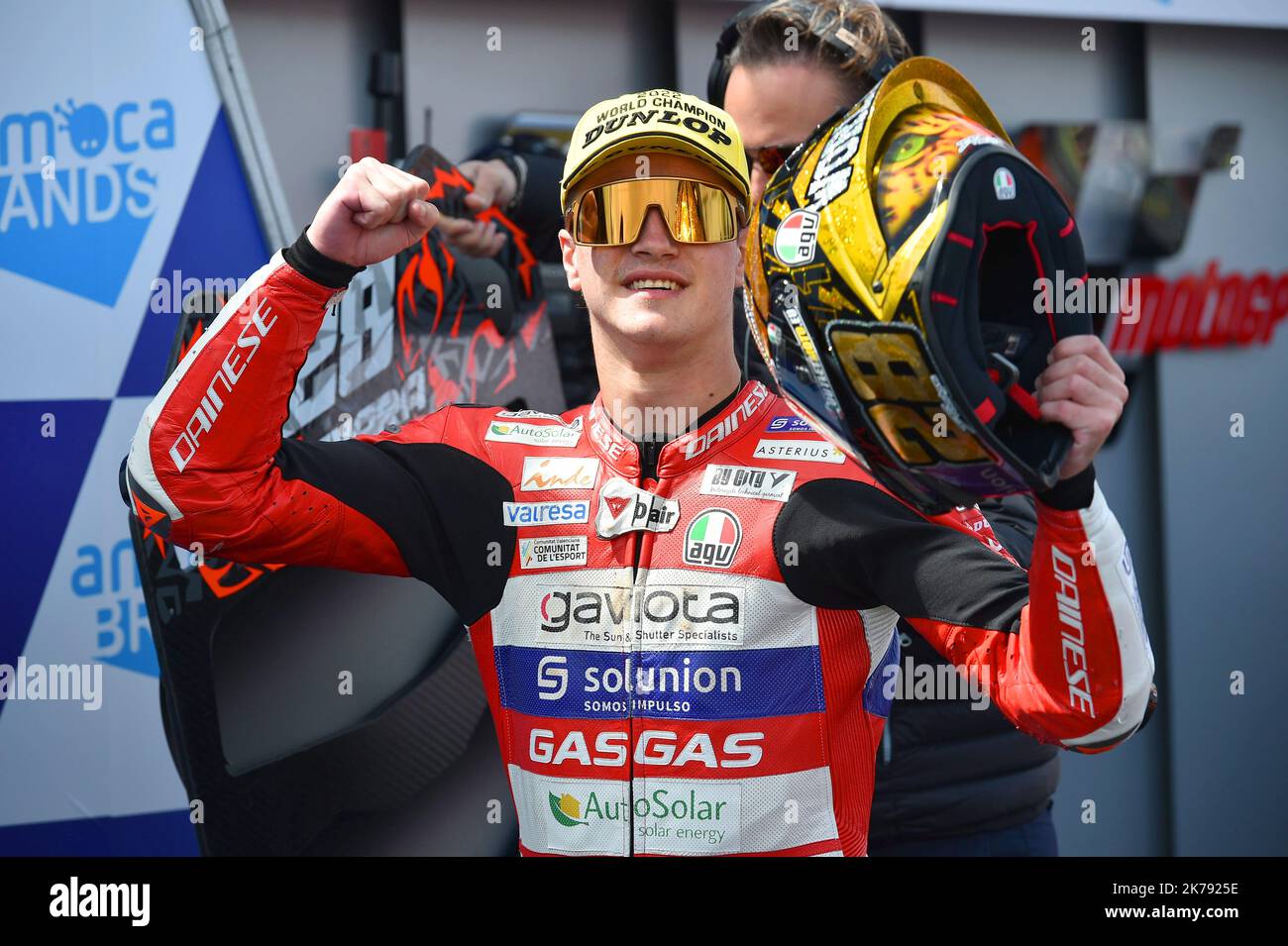 Phillip Island Circuit, Melbourne, Australien. 16. Oktober 2022. Izan Guevara gewinnt die Moto-3-Weltmeisterschaft nach einem Vierkampf um den Titel. Stockfoto