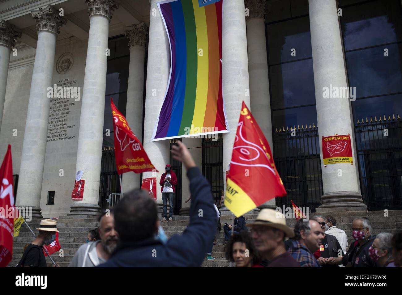 Freiberufliche Künstler demonstrieren. Nantes, Frankreich Stockfoto