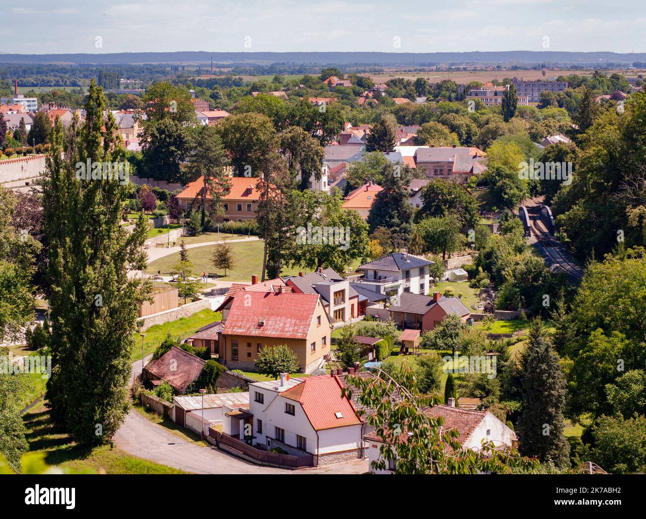 Sehen Sie die umliegende Stadt Kutná Hora.die mittelböhmische Region der Tschechischen Republik ist ein UNESCO-Weltkulturerbe mit mittelalterlicher Architektur. Stockfoto