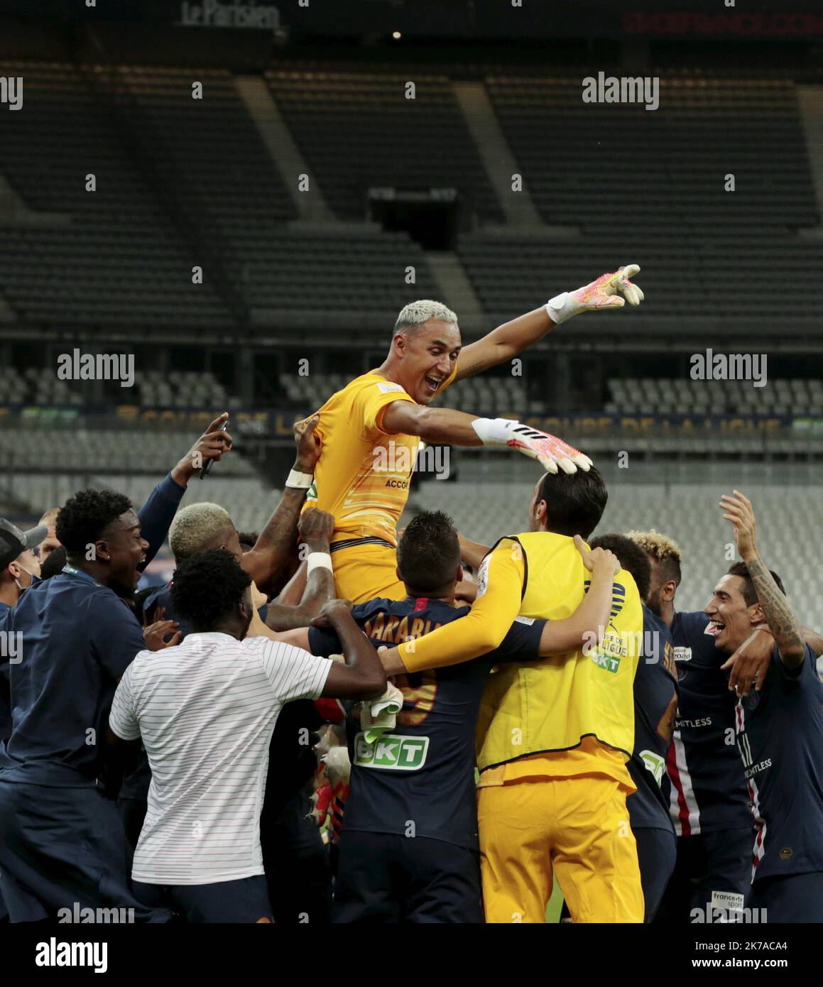 ©PHOTOPQR/LE PARISIEN/Guillaume Georges ; Saint-Denis ; 31/07/2020 ; Saint-Denis (seine-Saint-Denis), vendredi 31 juillet 2020. Fußball. Finale de la Coupe de la Ligue, au Stade de France, entre le PSG et Lyon. Fußball. Finale des Coupe de la Ligue, im Stade de France, zwischen PSG und Lyon. Stockfoto