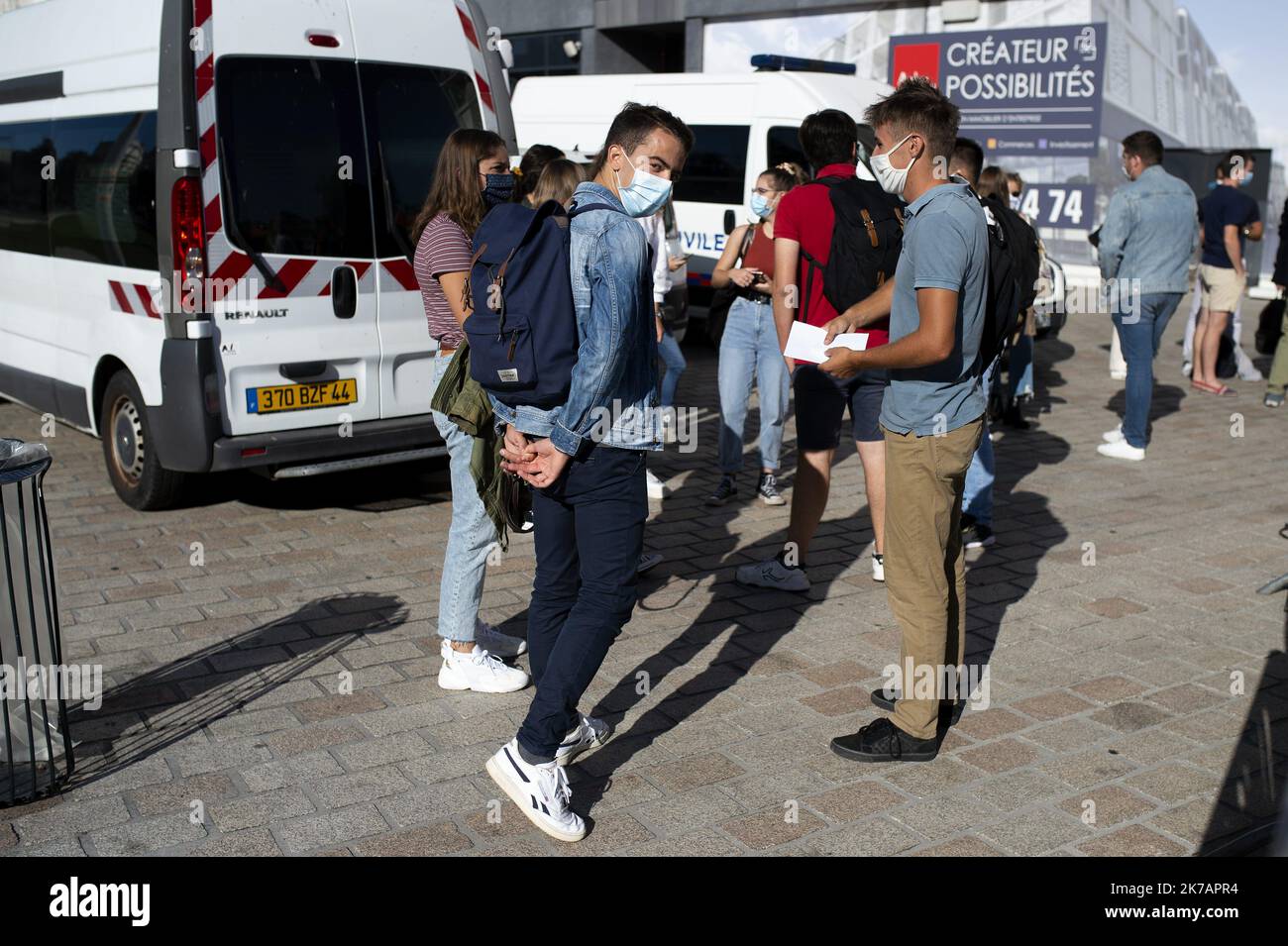 ©PHOTOPQR/PRESSE OCEAN/Olivier Lanrivain ; Nantes ; 07/09/2020 ; Covid19. Suite à la detection de neuf cas positive à la faculté de medecine de Nantes, les 500 élèves sont invités à se faire Tester gratuitement ce lundi 7 septembre. Foto Olivier Lanrivain - 2020/09/07 - Covid19 Tests. Stockfoto