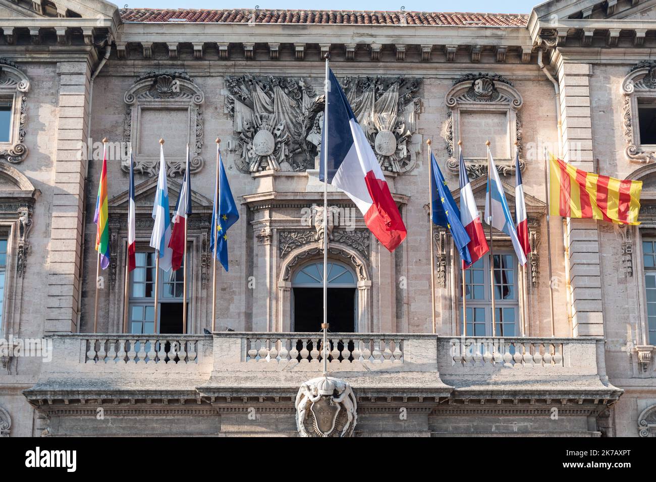 ©Yannick Neve / Le Pictorium/MAXPPP - Yannick Neve / Le Pictorium - 14/09/2020 - Frankreich / Bouches-du-Rhone / Marseille - L'Hotel de ville de Marseille situe sur le quai du Vieux Port. Bureau de Michele Rubirola, Beauftragter maire de Marseille au conseil municipal du 4 juillet 2020. / 14/09/2020 - Frankreich / Bouches-du-Rhone / Marseille - das Rathaus von Marseille befindet sich am Quai du Vieux Port. Büro von Michele Rubirola, beim gemeinderat vom 4. Juli 2020 zum Bürgermeister von Marseille ernannt. Stockfoto