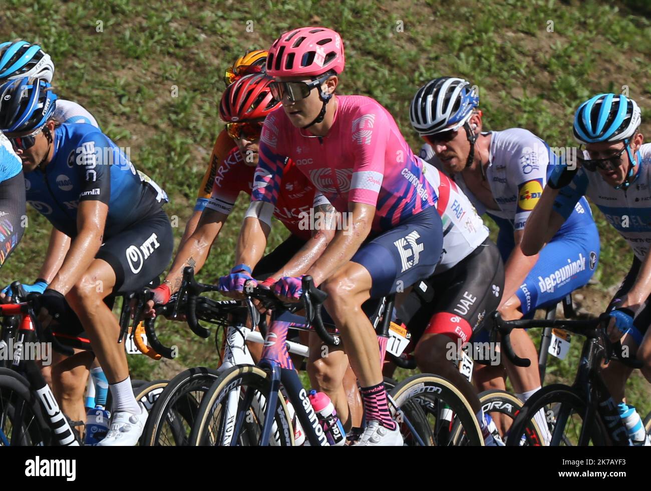 ©Laurent Lairys/MAXPPP - Neilson Powless von EF Pro Cycling während der Tour de France 2020, Radrennen Etappe 18, Meribel - La Roche-sur-Foron (175 km) am 17. September 2020 in La Roche-sur-Foron, Frankreich - Foto Laurent Lairys / MAXPPP Stockfoto