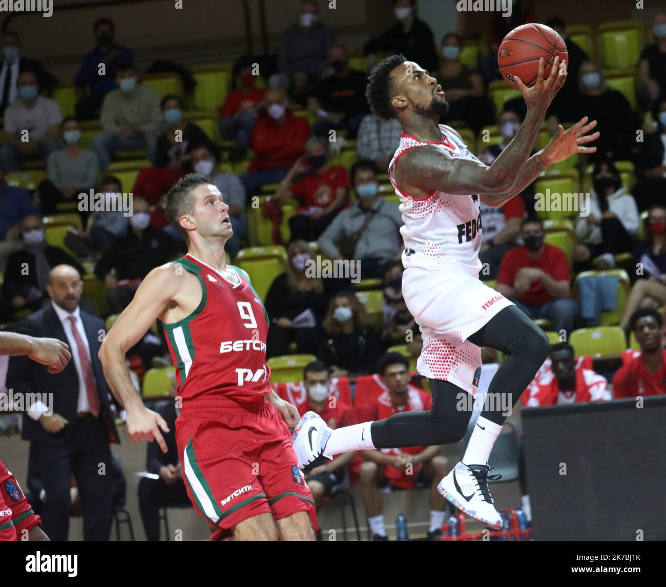 ©PHOTOPQR/NICE MATIN/Cyril Dodergny ; Monaco ; 28/10/2020 ; Monaco le 28/10/2020 - Salle Gaston Medecin - Basketball - Eurocup - 5éme journée - L'AS Monaco reçoit le Lokomotiv Kuban Krasnodar. Stockfoto