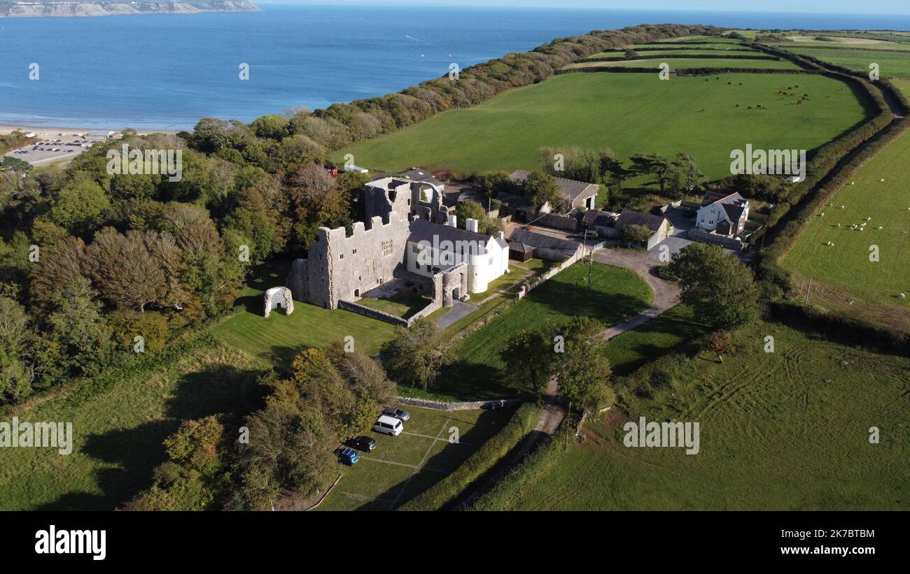 Oxwich Castle Gower Peninsular Stockfoto