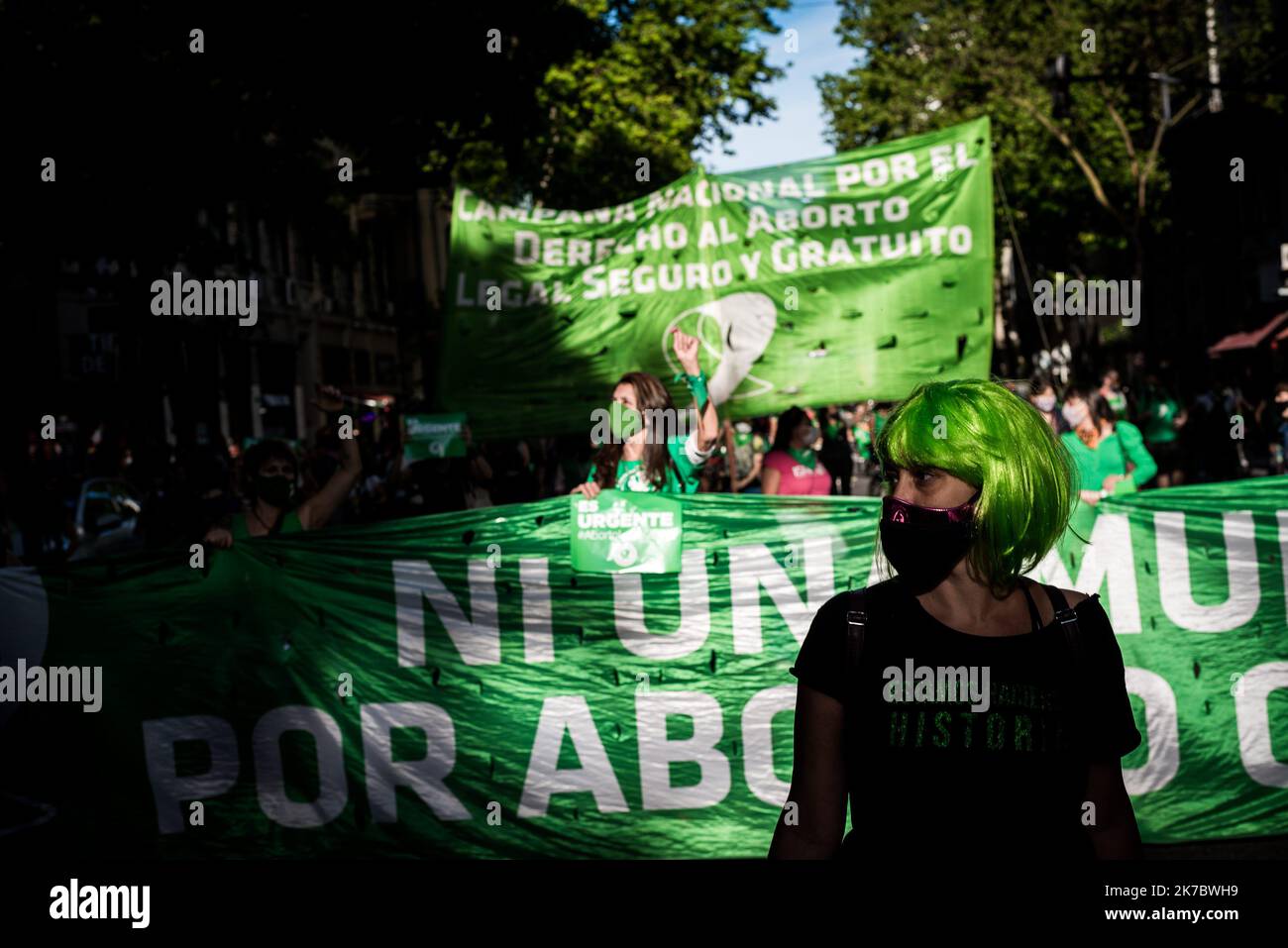 ©Alejo Manuel Avila / Le Pictoriu/MAXPPP - Alejo Manuel Avila / Le Pictorium - 04/11/2020 - Argentinien / Buenos Aires - -La maree verte- est revenue dans les rues de Buenos Aires pour exiger l'adoption du projet de Legalisation de l'avortement / 04/11/2020 - Argentinien / Buenos Aires - die grüne Flut ist wieder auf die Straßen von Buenos Aires zurückgekehrt Die Annahme des Projekts zur Legalisierung der Abtreibung zu fordern Stockfoto