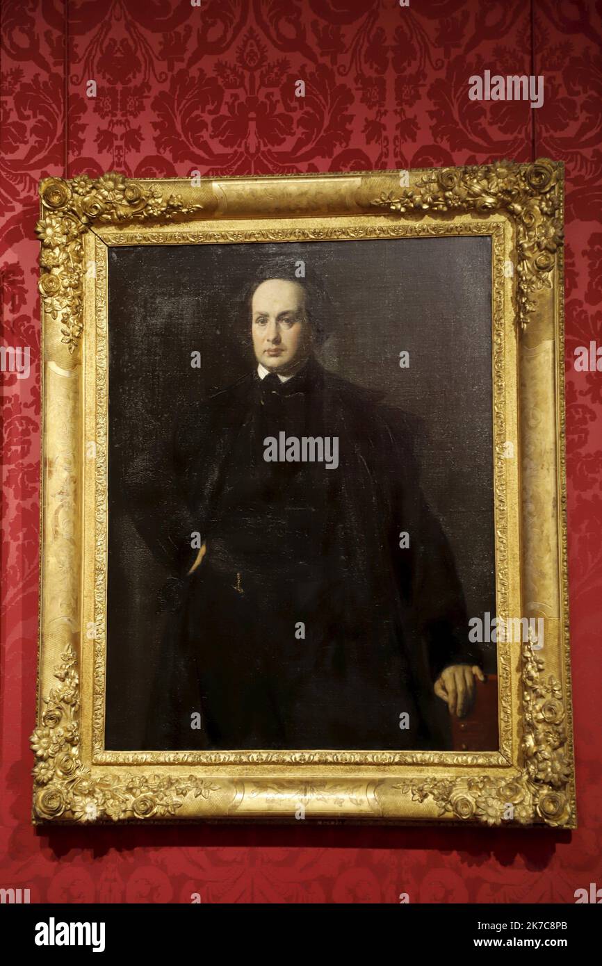 ©PHOTOPQR/LE PARISIEN/Delphine Goldsztejn ; PARIS ; 08/12/2020 ; Maison de Victor Hugo 6 Place des Vosges, 75004 Paris Louis Boulanger : Victor Hugo Le 08/12/2020 Foto : Delphine Goldsztejn - Paris, Frankreich, dez 8. 2020 - das Haus von Victor Hugo, das sich an einem der berühmtesten Orte von Paris, dem Place des Vosges, befindet, wurde renoviert. Das Haus, in dem der Autor von Les Misérables vor seinem Exil lebte, wird nach 18 Monaten Arbeit bald wieder eröffnet. Eine Verzauberung. Führung in Vorschau. Victor Hugo (1802-1885) war ein französischer Dichter, Schriftsteller und Dramatiker der romantischen Bewegung. Während einer literarischen Karriere, die Stockfoto