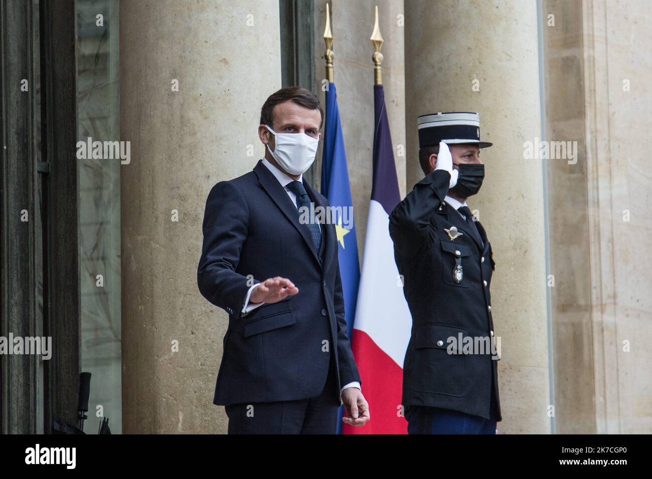 ©Sadak Souici / Le Pictorium/MAXPPP - Sadak Souici / Le Pictorium - 27/01/2021 - Frankreich / Paris - Le President de la Republique, M. Emmanuel MACRON, A recu le President de la Transition de la Republique du Mali, M. Bah N'DAW, le mercredi 27 janvier pour un dejeuner de travail a l'Elysee. / 27/01/2021 - Frankreich / Paris - der Präsident der Republik, Herr Emmanuel MACRON, hat am Mittwoch, den 27. Januar, den Präsidenten der Republik Mali, Herrn Bah N'DAW, zu einem Arbeitsessen im Elysee-Palast empfangen. Stockfoto