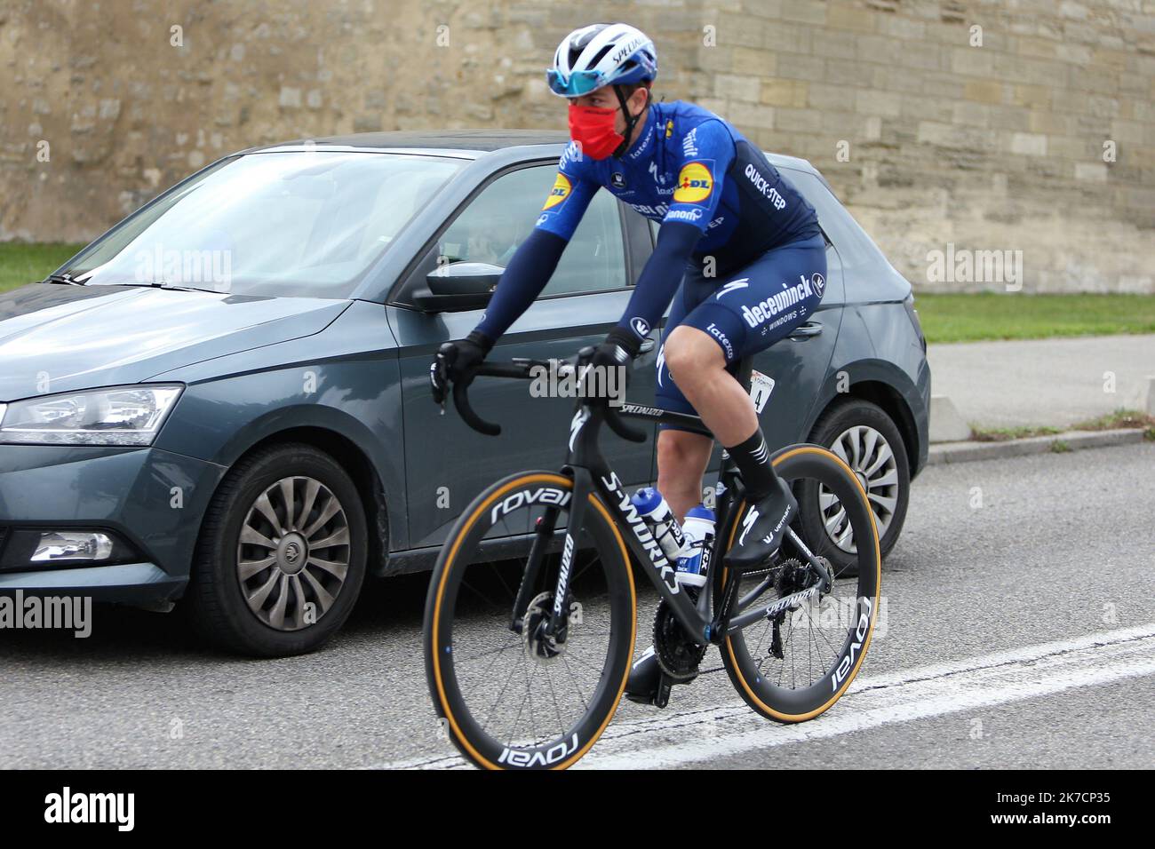 ©Laurent Lairys/MAXPPP - Remi Cavagna von Deceuninck - Schnellschritt während der Tour de la Provence, Etappe 4, Avignon – Salon de Provence am 14. Februar 2021 in Salon-de-Provence, Frankreich - Foto Laurent Lairys / MAXPPP Stockfoto