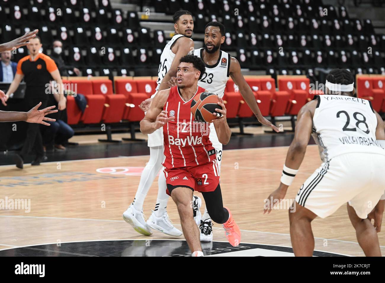 ©PHOTOPQR/LE PROGRES/Joël PHILIPPON - Villeurbanne 19/02/2021 - Asvel-Bayern München. Euroligue. 19 février 2021 -Wade Baldwin du Bayern A pris le match à son compte en deuxième mi-temps pour recoller à égalité avec l'Asvel. Stockfoto