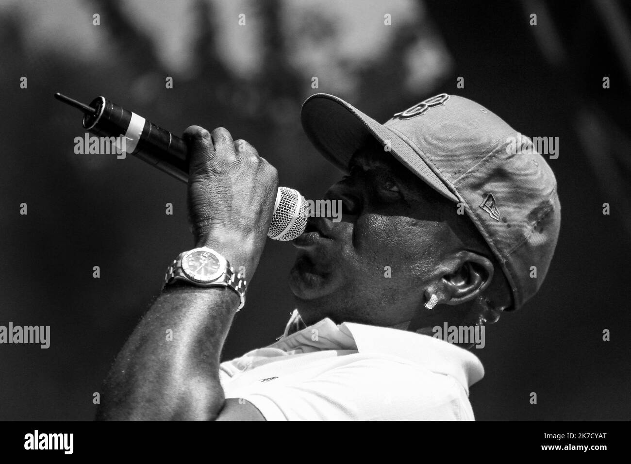 ©Michael Bunel / Le Pictorium/MAXPPP - Michael Bunel / Le Pictorium - 04/07/2011 - Frankreich - Barrington Levy, (ne le 30 avril 1964 a Kingston, capitale de la Jamaique) est un Chanteur de Reggae et de rub-a-dub. 24 Juillet 2011. Bagnols sur ceze. Frankreich. / 04/07/2011 - Frankreich - Barrington Levy, (geboren am 30. April 1964 in Kingston, der Hauptstadt Jamaikas) ist Reggae- und Rubber-a-Dub-Sänger. 24. Juli 2011. Bagnols auf ceze. Frankreich. Stockfoto