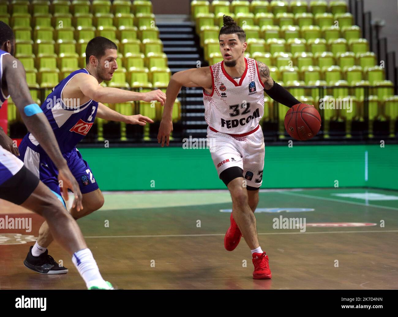 ©PHOTOPQR/NICE MATIN/Jean François Ottonello ; Monaco ; 31/03/2021 ; OTTONELLO JEAN-FRANCOIS - mercredi 31 mars 2021 18h, salle Gaston Médecin à Monaco - SPO - AS Monaco - Podgorica - Belle du quart de finale Eurocup 2020-2021 - 32- Rob Gray, arrière-meneur Stockfoto