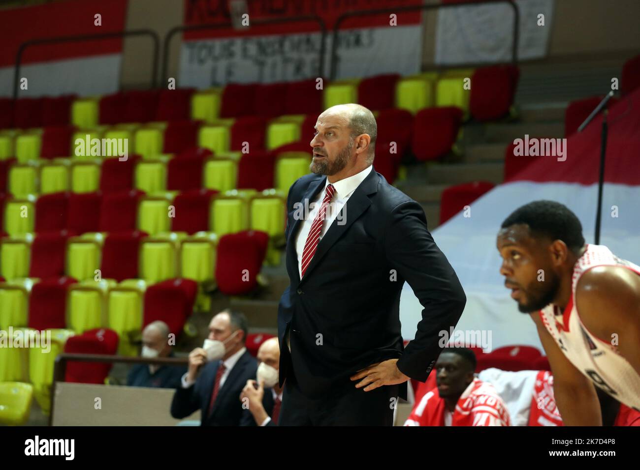 ©PHOTOPQR/NICE MATIN/Jean François Ottonello ; Monaco ; 31/03/2021 ; OTTONELLO JEAN-FRANCOIS - mercredi 31 mars 2021 18h, salle Gaston Médecin à Monaco - SPO - AS Monaco - Podgorica - Belle du quart de finale Eurocup 2020-2021 - Zvezdan Mitrovic, entraineur AS Monaco Stockfoto