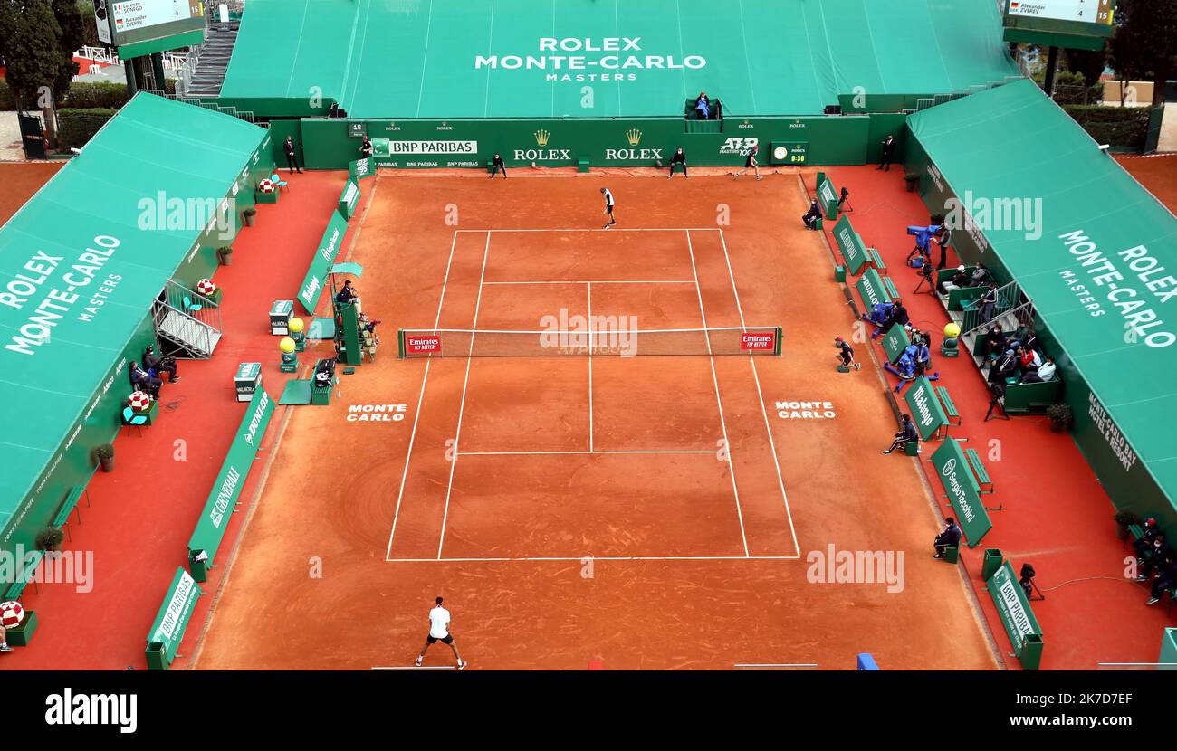 ©PHOTOPQR/NICE MATIN/Jean François Ottonello ; Monaco ; 14/04/2021 ; OTTONELLO JEAN-FRANCOIS - mercredi 14 avril 2021, Rolex Monte-Carlo Masters à Roquebrune-Cap-Martin - deuxième Tour - Stockfoto