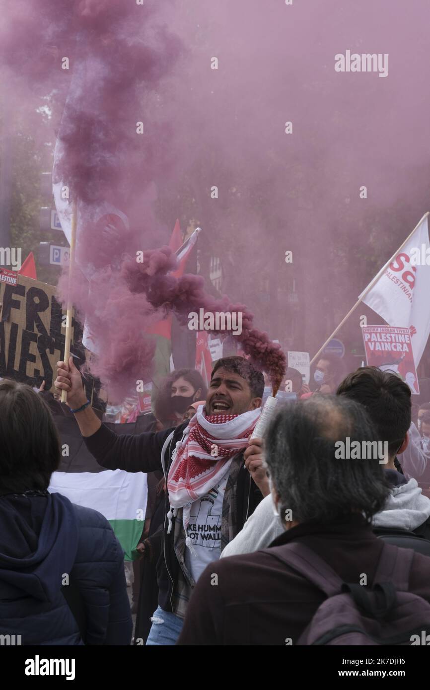 ©Naemie Bourtin / Le Pictorium/MAXPPP - Naemie Bourtin / Le Pictorium - 22/5/2021 - Frankreich / Haute-Garonne / Toulouse - marche pacifique de protestation contre le conflit Israelo-Palästinien / 22/5/2021 - Frankreich / Haute-Garonne / Toulouse - friedlicher protestmarsch gegen den israelisch-palästinensischen Konflikt Stockfoto