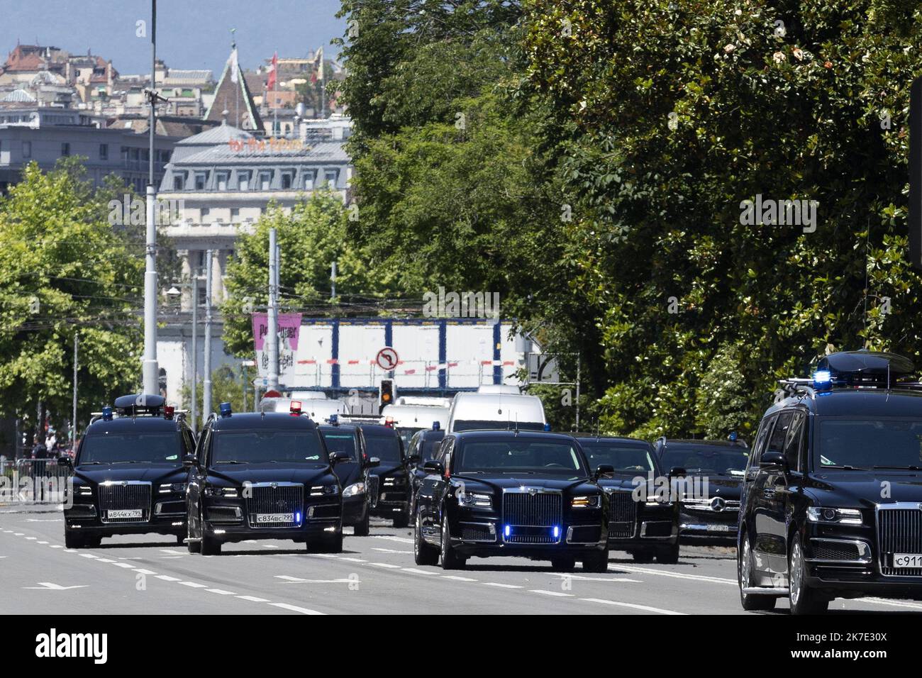 Präsident Joe Biden trifft sich am 16. Juni 2021 mit Putin zu einem eintägigen Gipfel in Genf Stockfoto