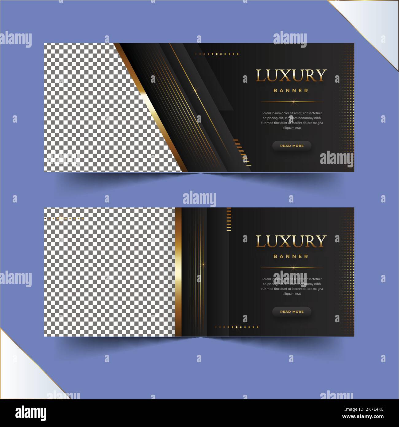 Gradient goldene Luxus-Banner mit Foto-Vektor-Design Illustration Stock Vektor