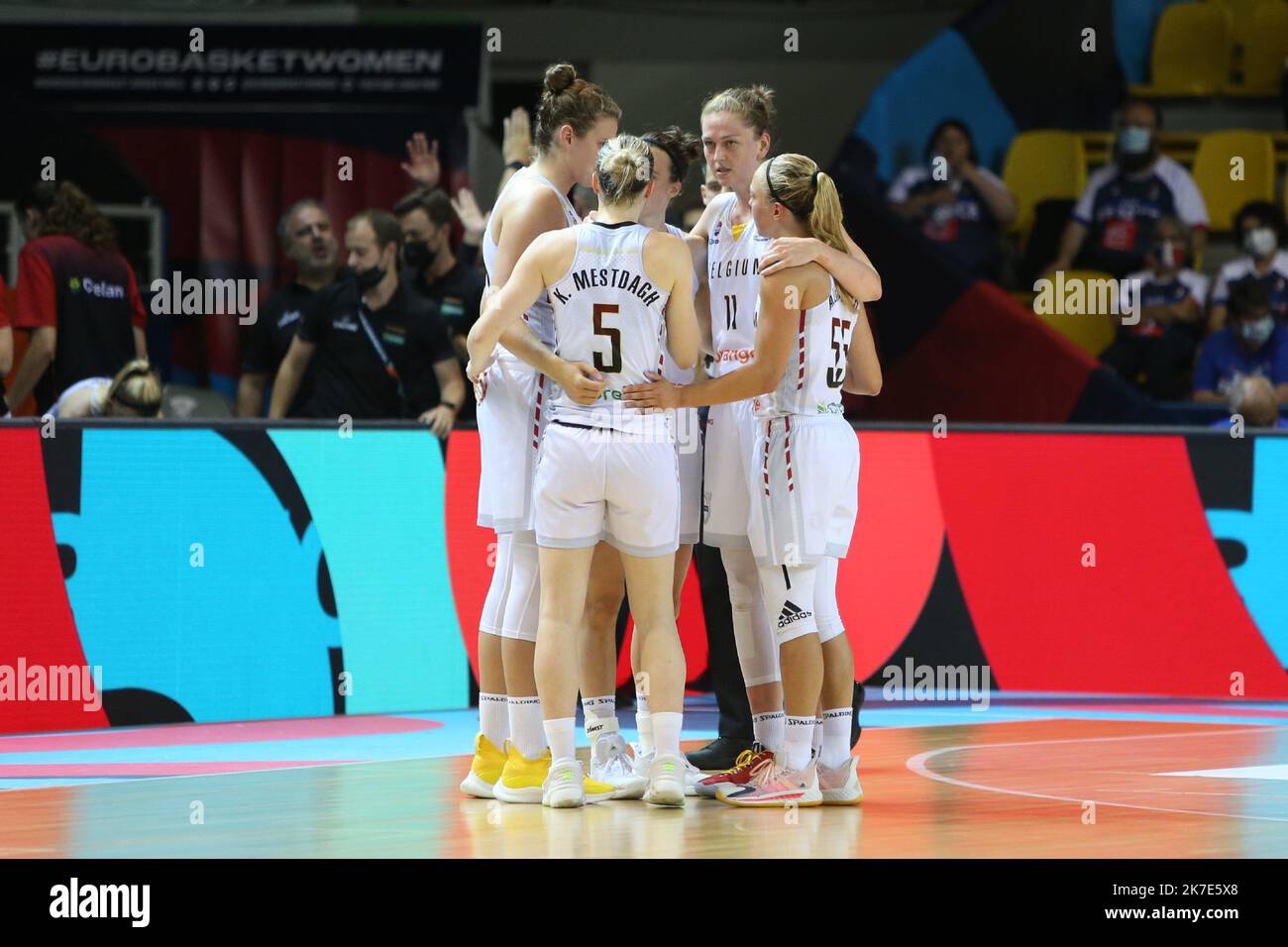 ©Laurent Lairys/MAXPPP - Team Belgien während des FIBA Women's EuroBasket 2021, Viertelfinale-Basketballspiels zwischen Belgien und Russland am 23. Juni 2021 bei Rhenus Sport in Straßburg, Frankreich - Foto Laurent Lairys / MAXPPP Stockfoto