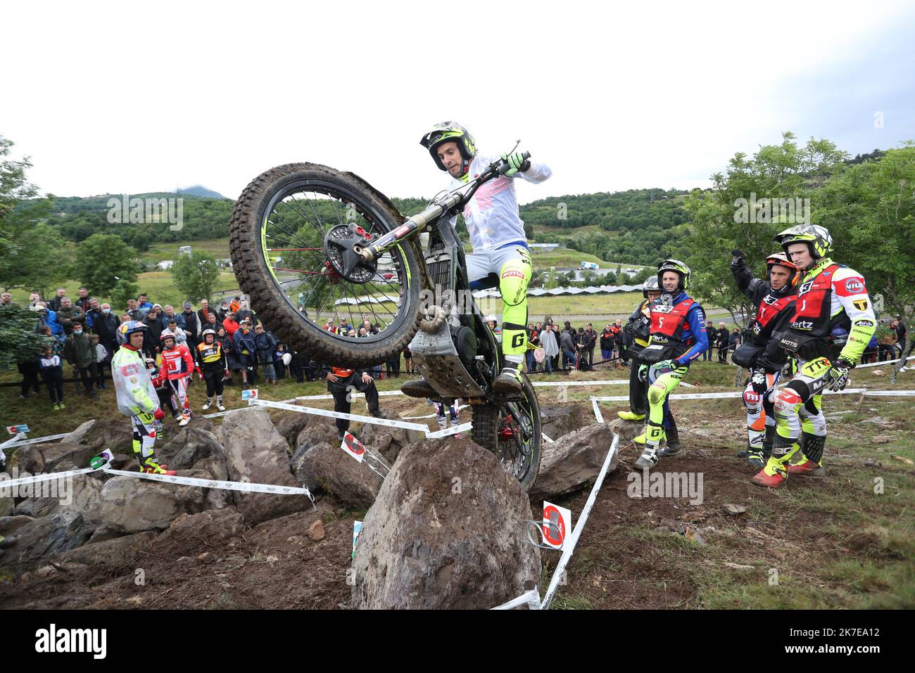 Thierry Larret/Maxppp Sportbegeisterte. Championnat du Monde de Trial. 2 eme Manche en France sur le Circuit de Charade, Saint Genes Champanelle (63), le 4 juillet 2021. FAJARDO VILA Jeroni (ESP) Sherco Stockfoto