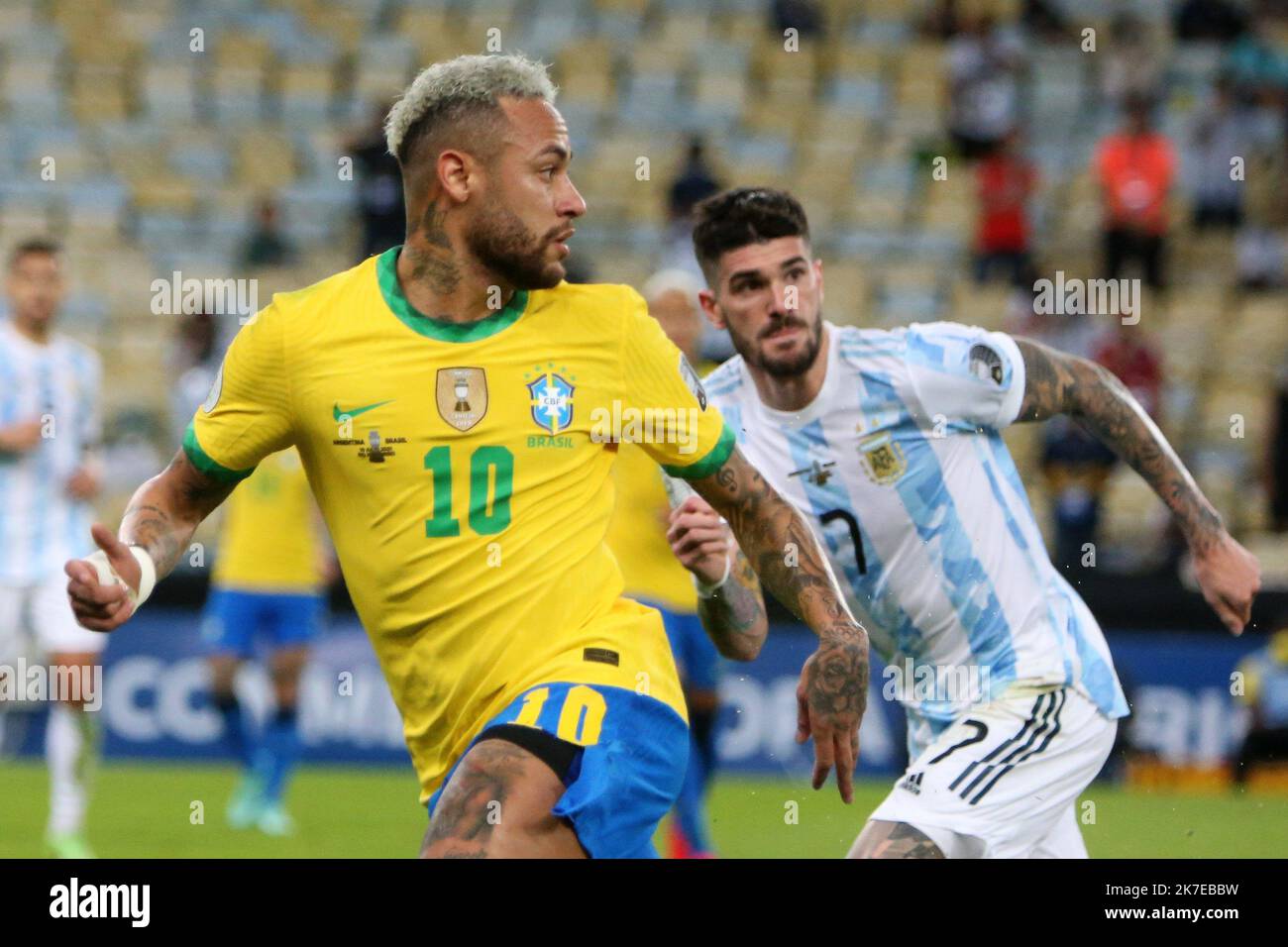 ©Laurent Lairys/MAXPPP - Neymar jr aus Brasilien beim Spiel zwischen Argentinien und Brasilien am 11. Juli 2021 im Maracana-Stadion in Rio de Janeiro, Brasilien - Foto Laurent Lairys / MAXPPP Stockfoto