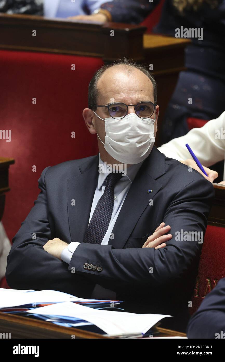 ©Sebastien Muylaert/MAXPPP - Jean Castex Premier Ministre lors des questions au gouvernement dans l'hemicycle de l'Assemblee Nationale. Paris, 20.07.2021 frankreich paris der Senat Juli 20 2021 Stockfoto