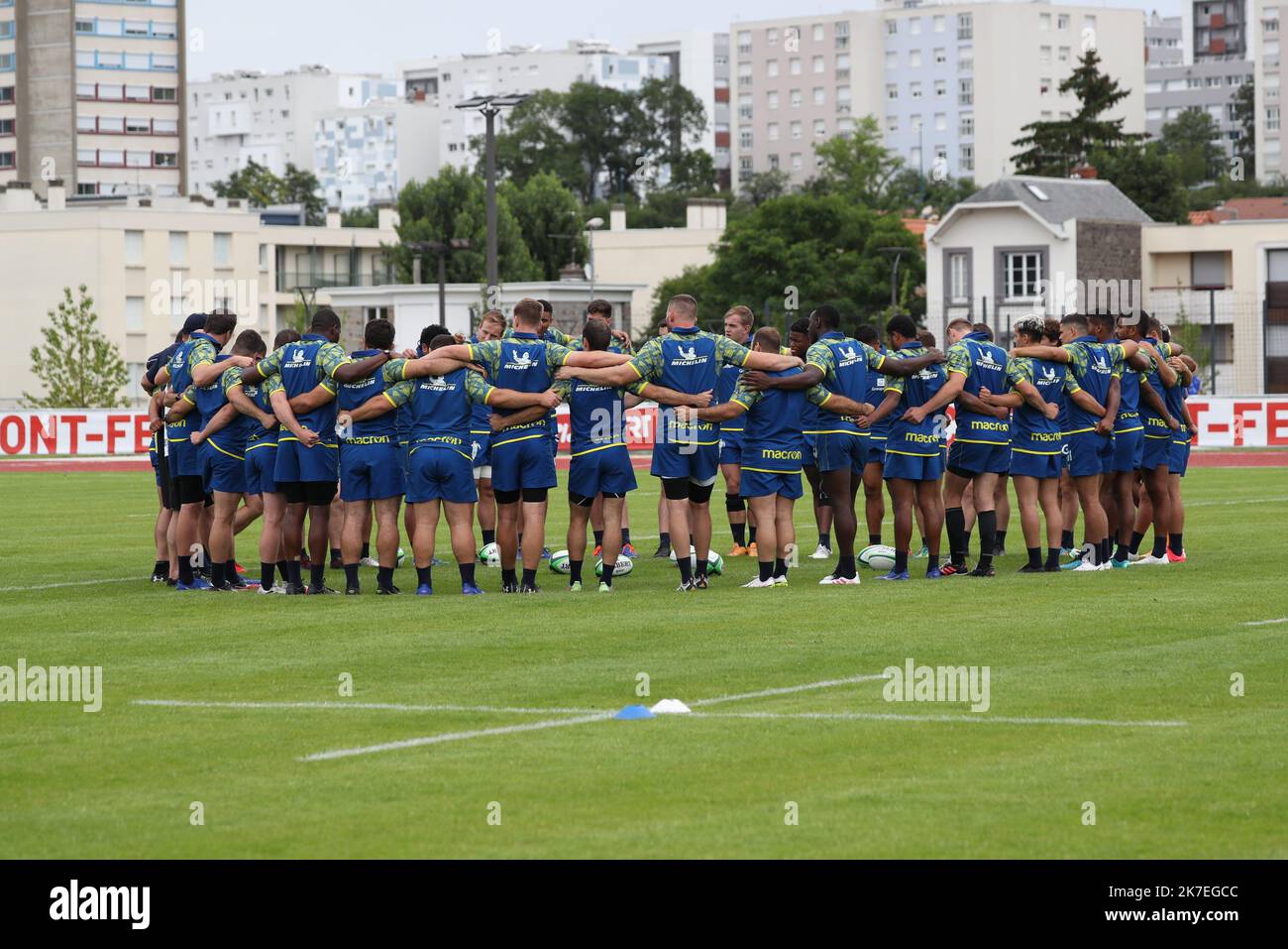 Thierry Larret/Maxppp Rugby Top 14. Entrainement de l'ASM Clermont Auvergne au Phillipe Marcombes, Clermont-Ferrand (63). Stockfoto