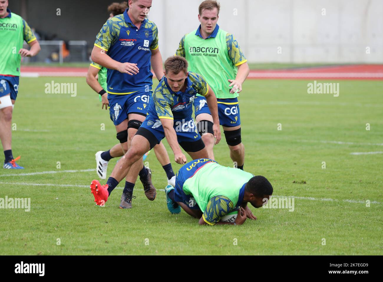 Thierry Larret/Maxppp Rugby Top 14. Entrainement de l'ASM Clermont Auvergne au Phillipe Marcombes, Clermont-Ferrand (63). Stockfoto