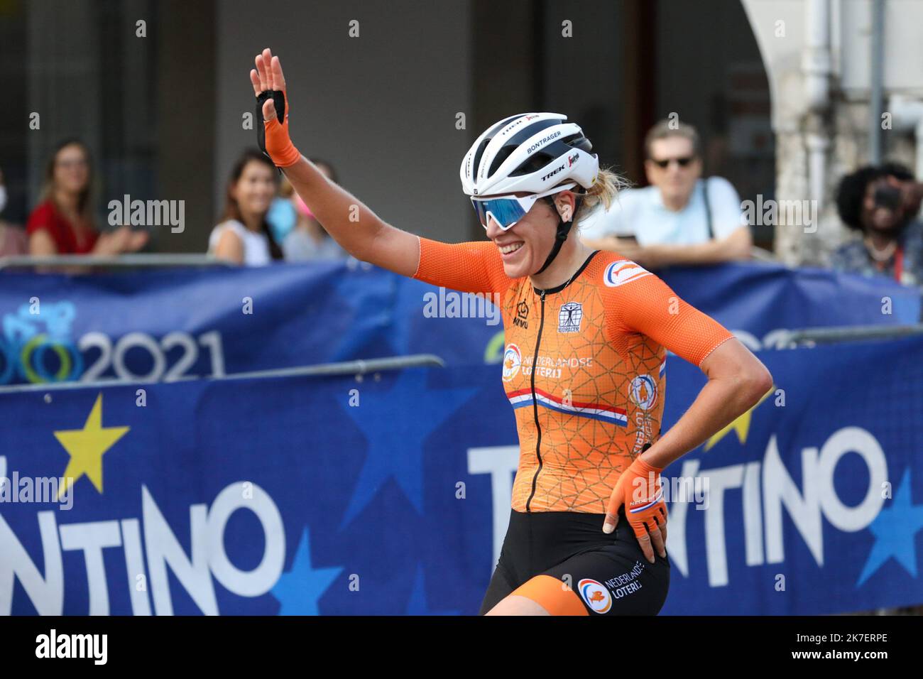 ©Luca Tedeschi / IPA IPA Agency/Maxppp - Ellen VAN DIJK (NED) während der UEC Road European Championships - Elite Women Road Race, Street Cycling in Trento, Italien, September 11 2021 Stockfoto