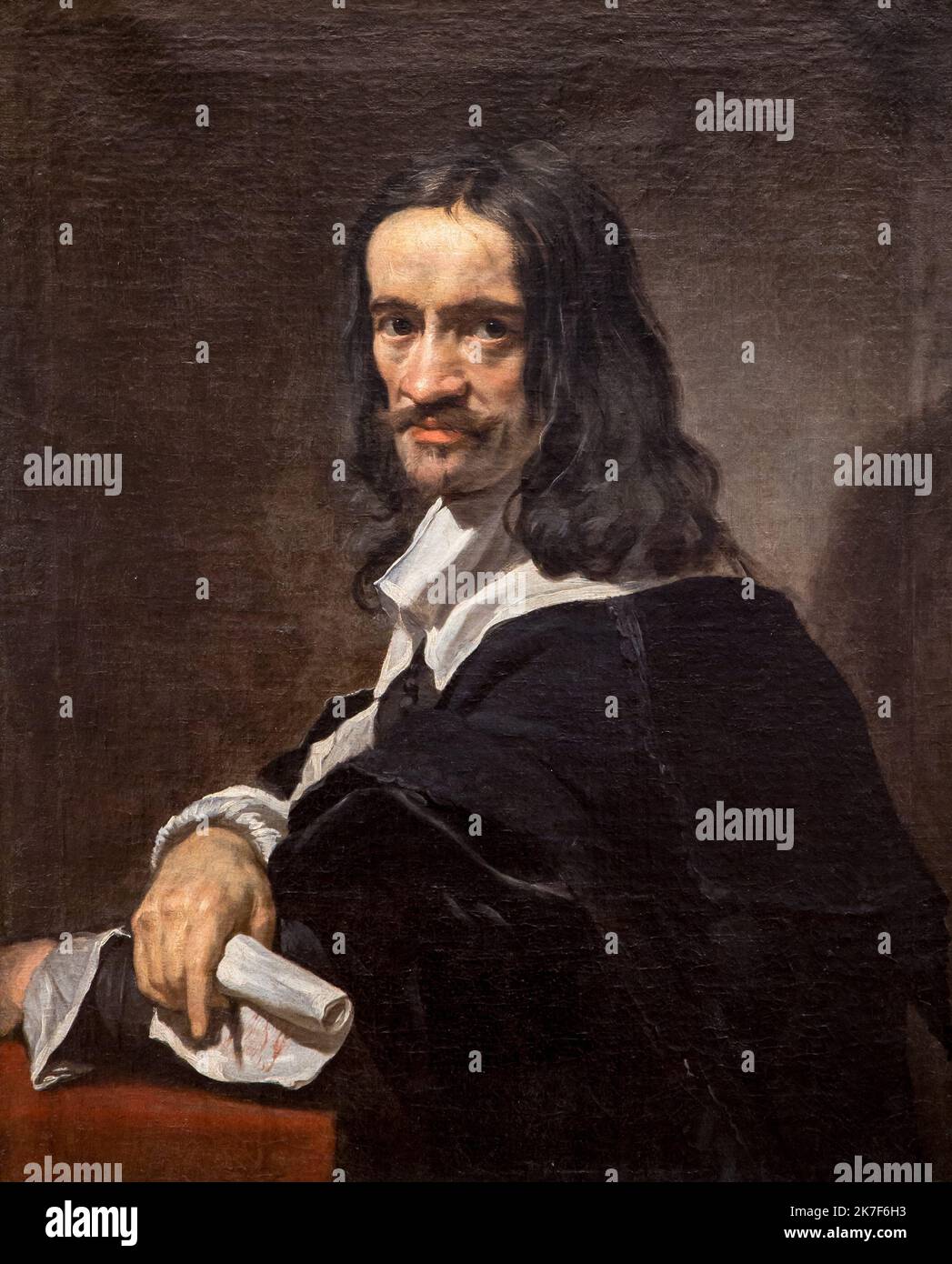 ©Active Museu/MAXPPP - ActiveMuseum 0001578.jpg / Autoportrait, Vers 1650 - Jacques Stella 1650 - / Jacques Stella / Peinture Active Museum / Le Pictorium Bart, Klassizismus, Brief, Langhaar, Mann, Schnurrbart, Selbstporträt, Hemd, Vertikal, 17. Jahrhundert, Jacques Stella, Malerei, Stockfoto