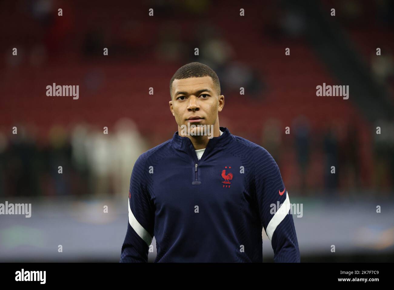 ©PHOTOPQR/LE PARISIEN/LP / Arnaud Journois ; MAILAND ; FUSSBALL , UEFA NATIONS LEAGUE FINALE , 10/10/2021 , STADIO GIUSEPPE-MEAZZA SAN SIRO , MAILAND ( ITALIE ) , FINALE / FRANKREICH - ESPAGNE / Kylian Mbappé - Okt 10. 2021 Finale der Nations Liga des Fußballs zwischen Spanien und Frankreich Stockfoto