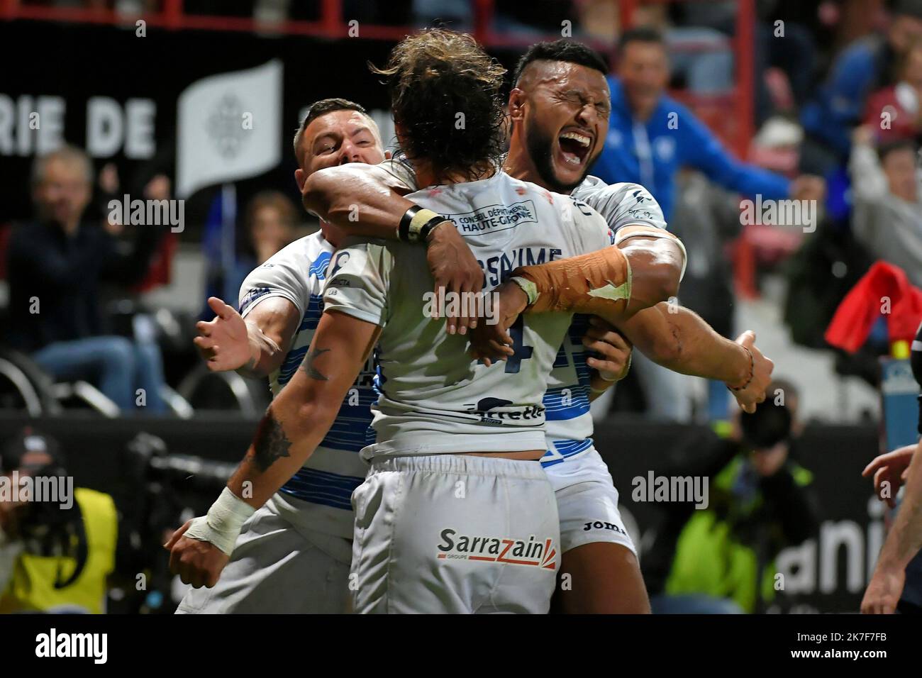 ©PHOTOPQR/LA DEPECHE DU MIDI/VALENTINE CHAPUIS ; TOULOUSE ; 10/10/2021 ; RUGBY XIII SAISON 2021 2022 / FINALE DE CHAMPIONSHIP / LE TOULOUSE OLYMPIQUE TO XIII ( MAILLOT BLANC ) A RECU FEATHERSTONE ROVERS AU STADE ERNEST WALLON / VICTOIRE TO XIII OKT 10TH 2021 RUGBY XIII CHAMPIONSHIP FINALE : Toulouse vs. Featherstone Rovers Stockfoto