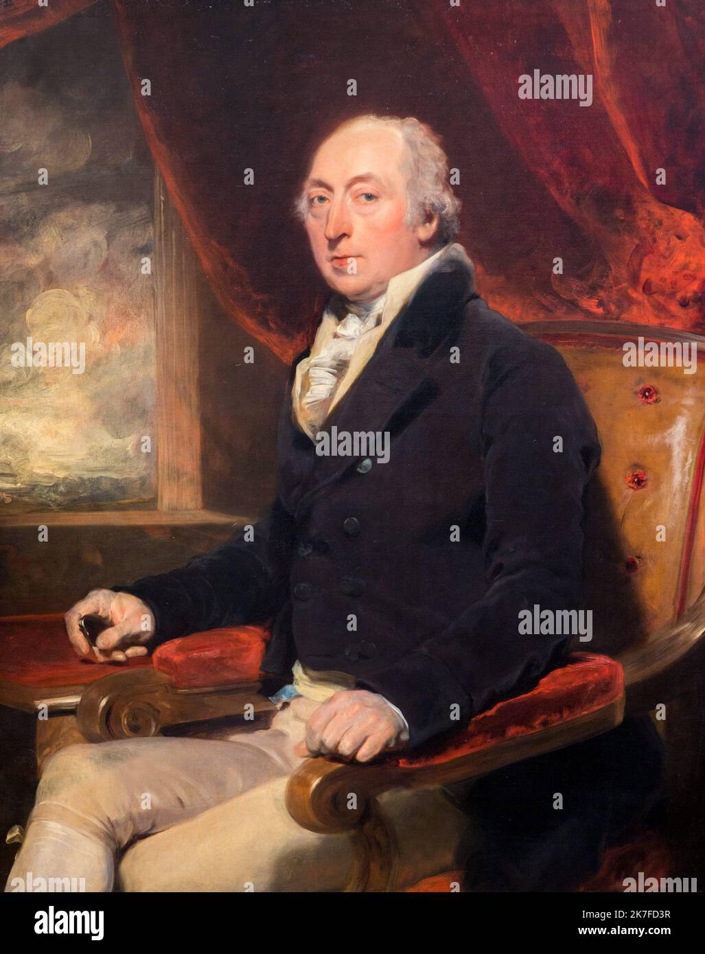 ©Active Museu/MAXPPP - ActiveMuseum 0006536.jpg / Philippe Sansom / Thomas Lawrence / Peinture Active Museum / Le Pictorium Sessel, Close-Medium Shot, direkter Blick, Drape, Figurenzeichnung, Mann von 40 bis 60 Jahren alt, Periode Kostüme, Schal, sitzen (zu sein), drei-Viertel-Profil, Vertikal, Philippe Sansom, 19. Jahrhundert, Thomas, Lawrence Malerei, Stockfoto