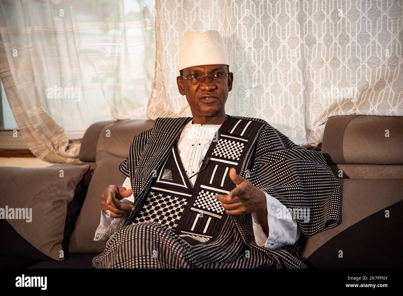 ©Nicolas Remene / Le Pictorium/MAXPPP - Interview du Premier Ministre malien Choguel Kokalla Maiga dans une dependance de sa Residence officielle a Bamako au Mali, le 16 octobre 2021. Stockfoto