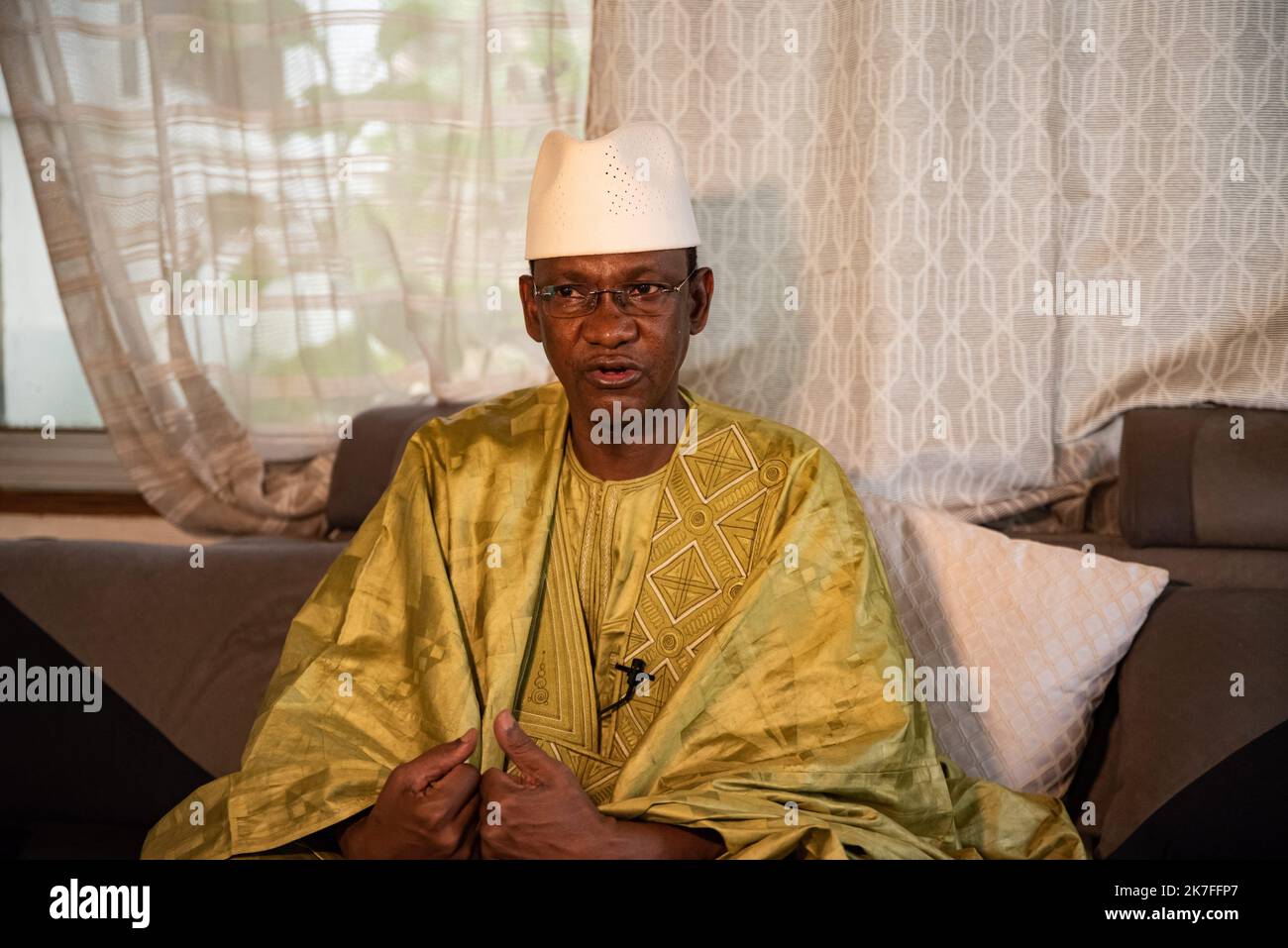 ©Nicolas Remene / Le Pictorium/MAXPPP - Interview du Premier Ministre malien Choguel Kokalla Maiga dans une dependance de sa Residence officielle a Bamako au Mali, le 16 octobre 2021. Stockfoto