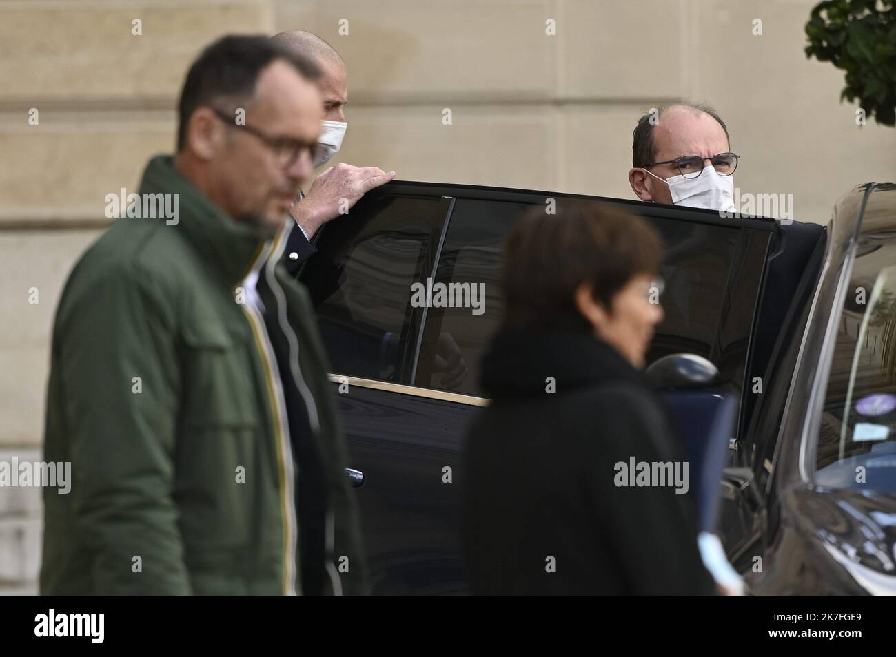 ©Julien Mattia / Le Pictorium/MAXPPP - Le Premier Ministre Jean Castex en sortie du Conseil des Ministres, au Palais de l'Elysee le 03 novembre 2021. Stockfoto