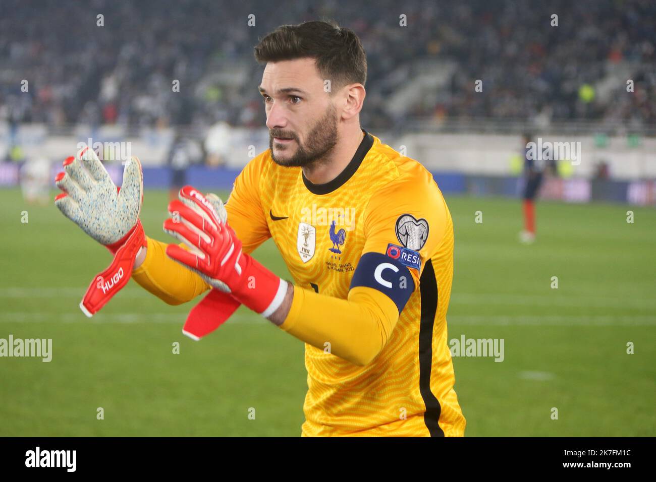 ©Laurent Lairys/MAXPPP - Hugo Lloris aus Frankreich während der FIFA Weltmeisterschaft 2022, Qualifikationsspiel der Gruppe D zwischen Finnland und Frankreich am 16. November 2021 im Olympiastadion in Helsinki, Finnland - Foto Laurent Lairys / MAXPPP Stockfoto